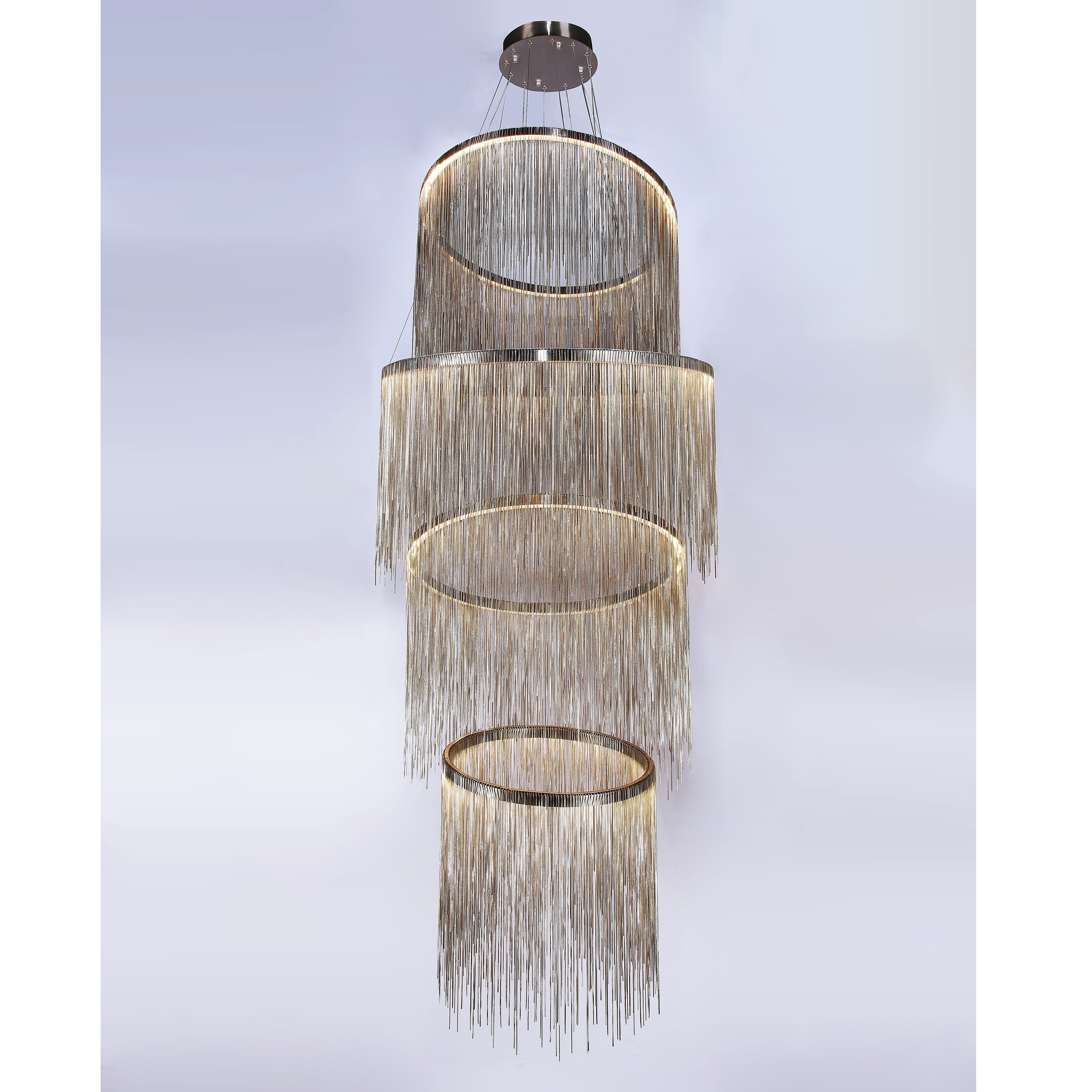 Villa Je Suis Round Chain Link LED Tiered/ Layered Chandelier - Italian Concept