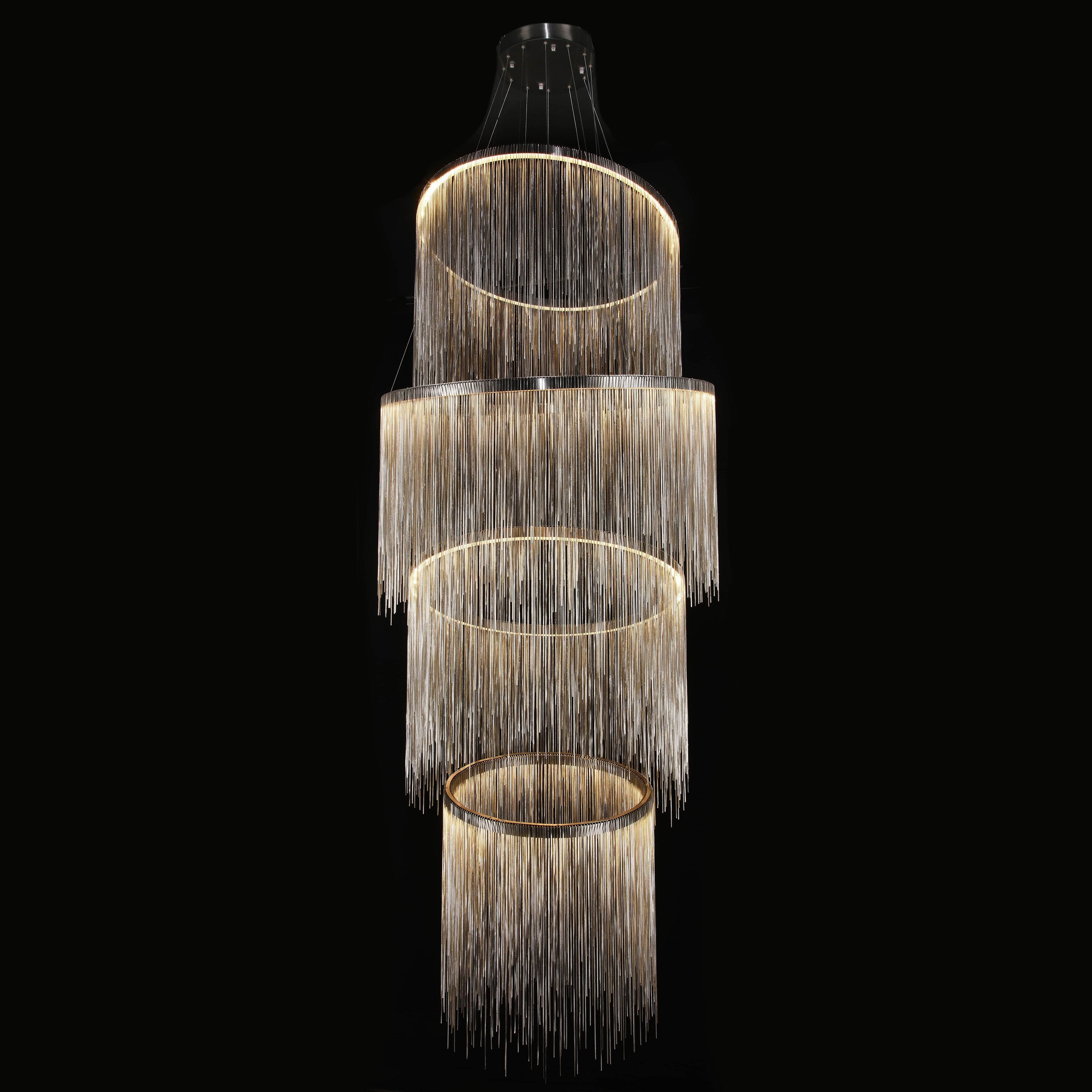 Villa Je Suis Round Chain Link LED Tiered/ Layered Chandelier - Italian Concept