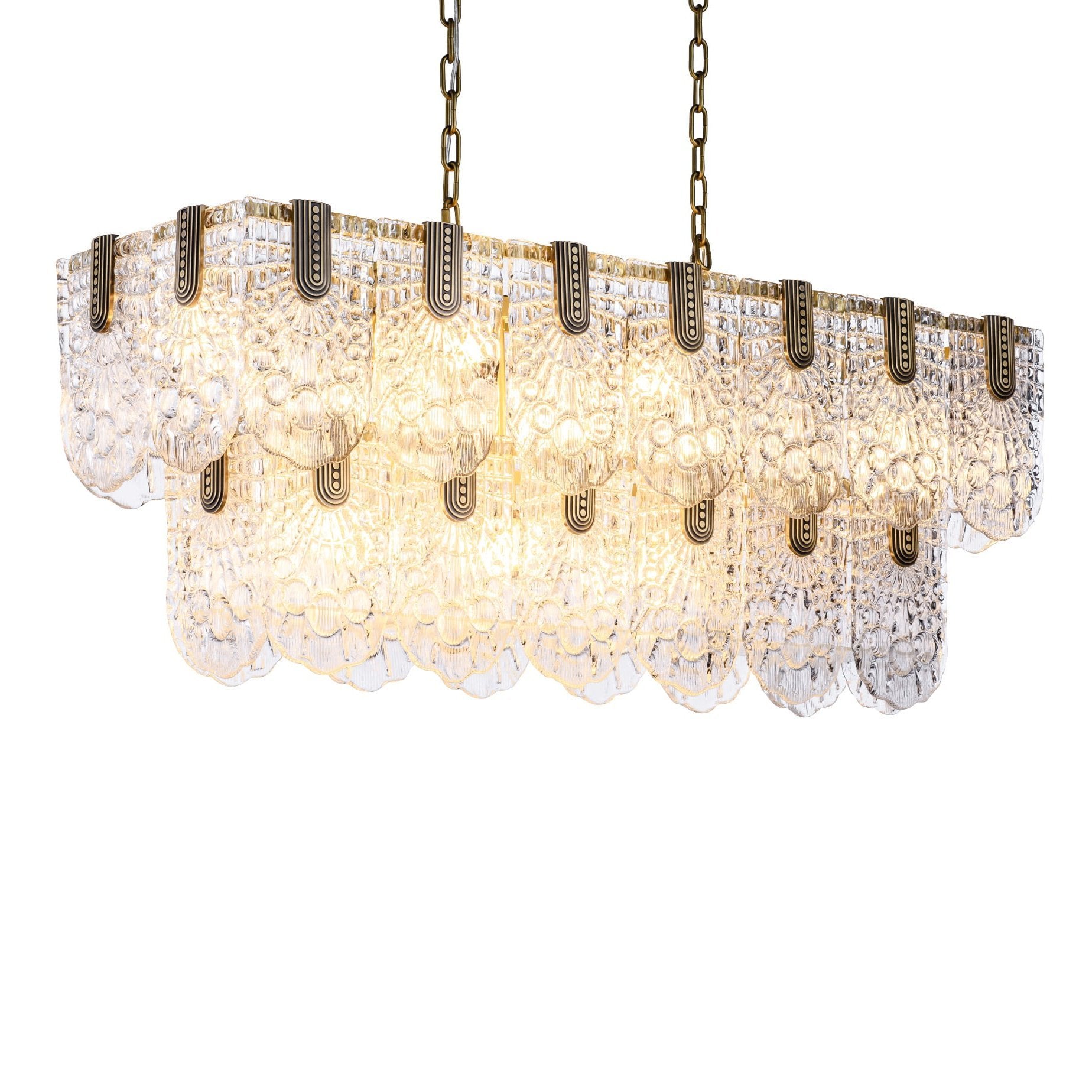 Jacques Brass Crystal Rectangle Chandelier - Italian Concept