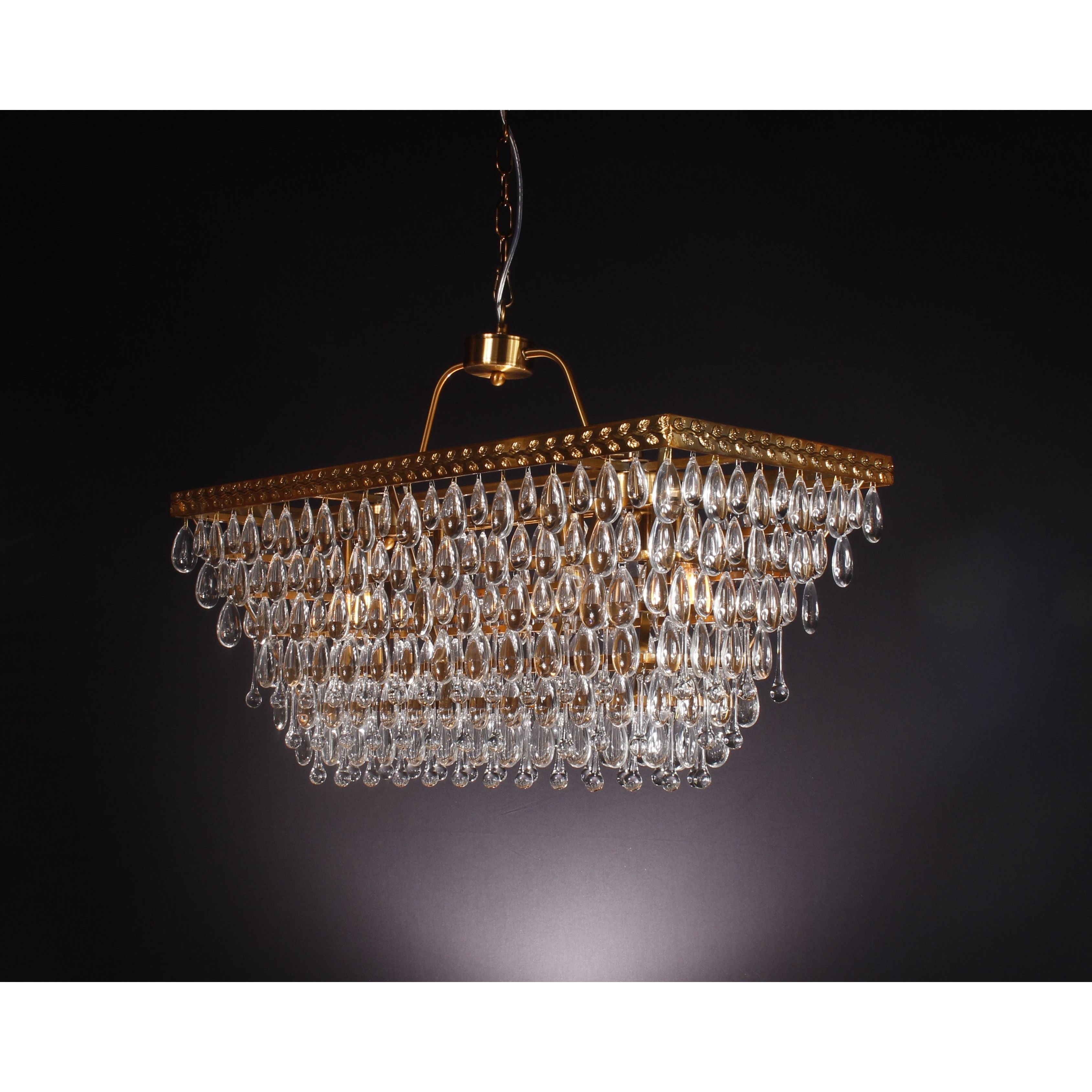 Teardrop Rectangular Tiered Crystal Chandelier - Italian Concept