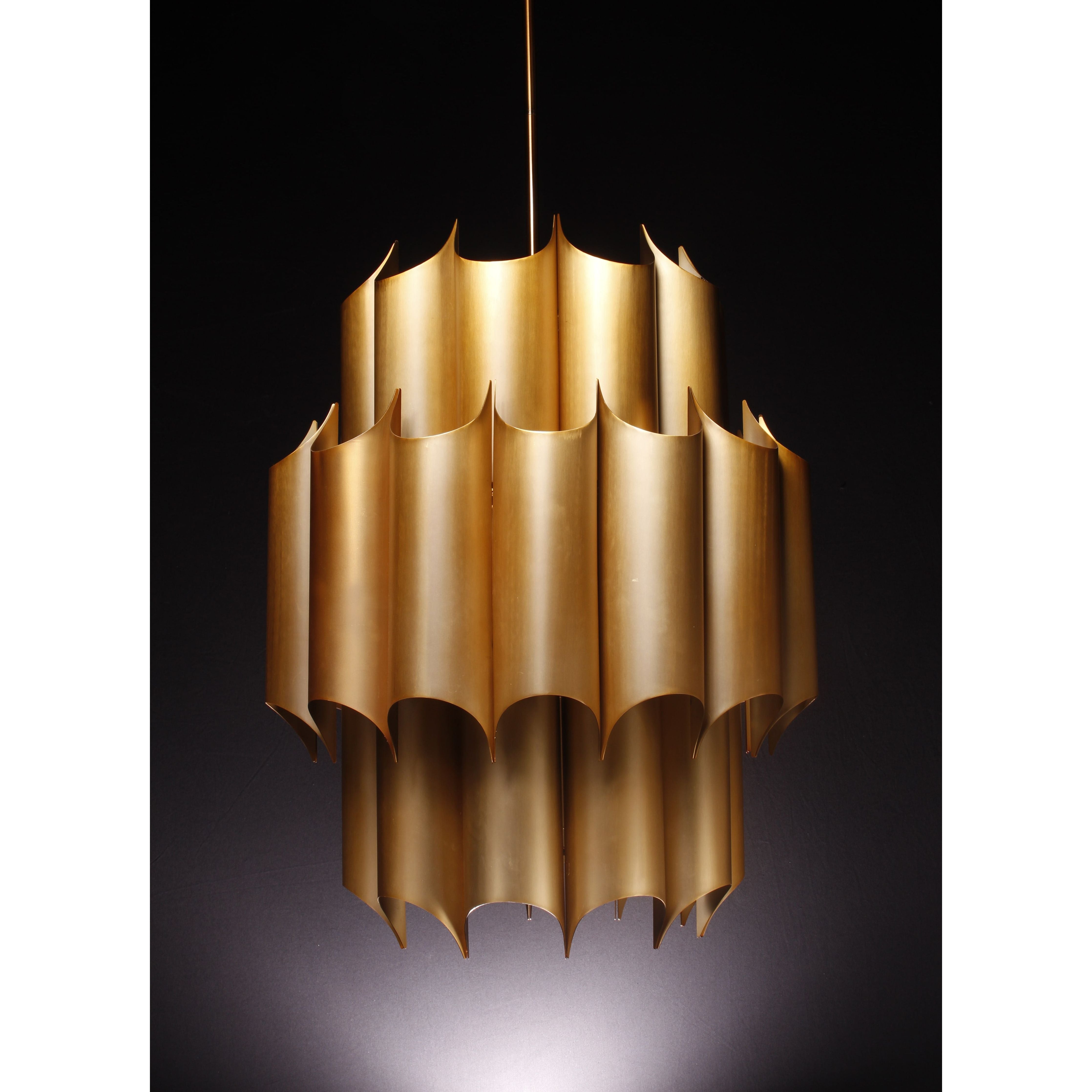 Brass Fluted Chandelier - Italian Concept -