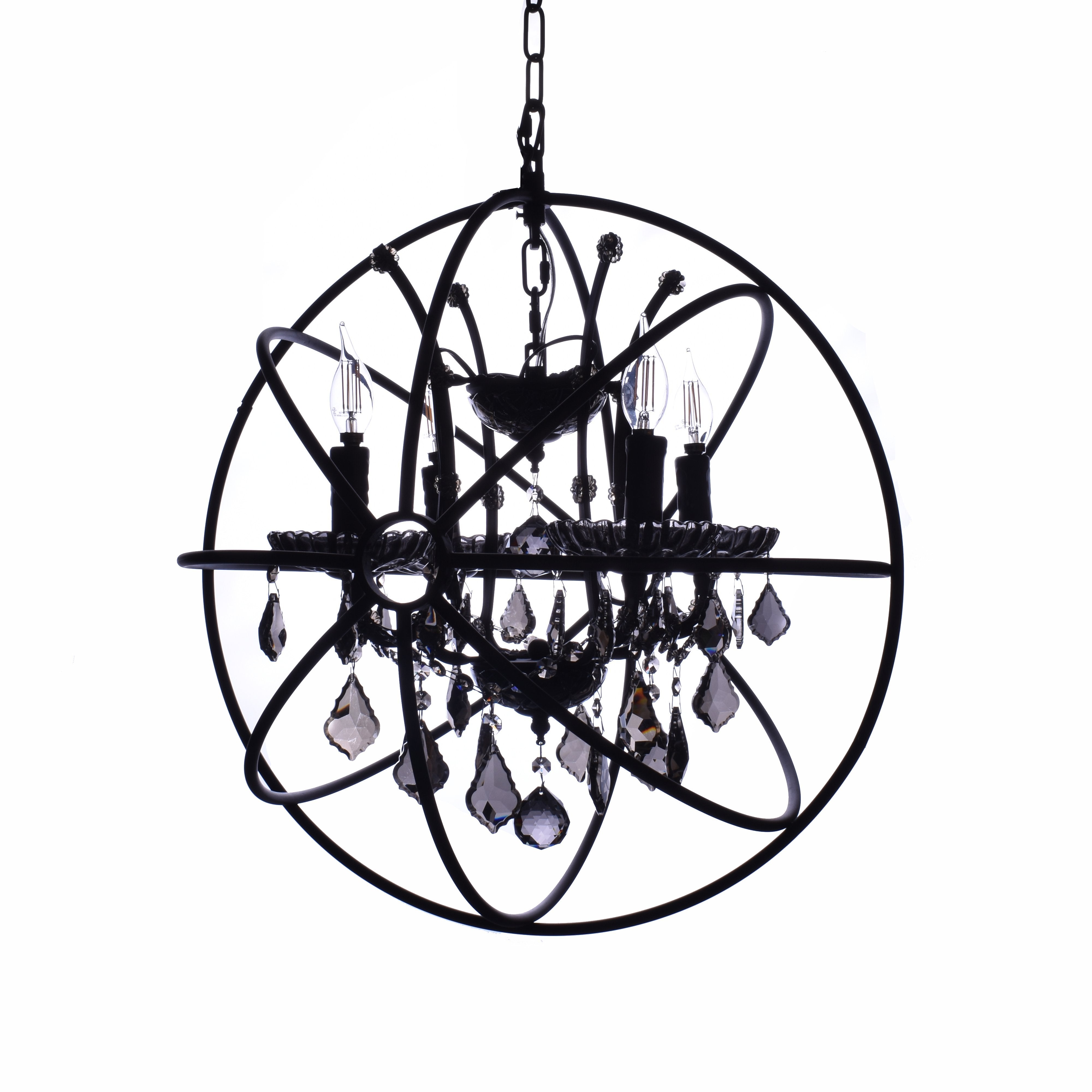MN Iron Orb Smoke Crystal Chandelier - Italian Concept