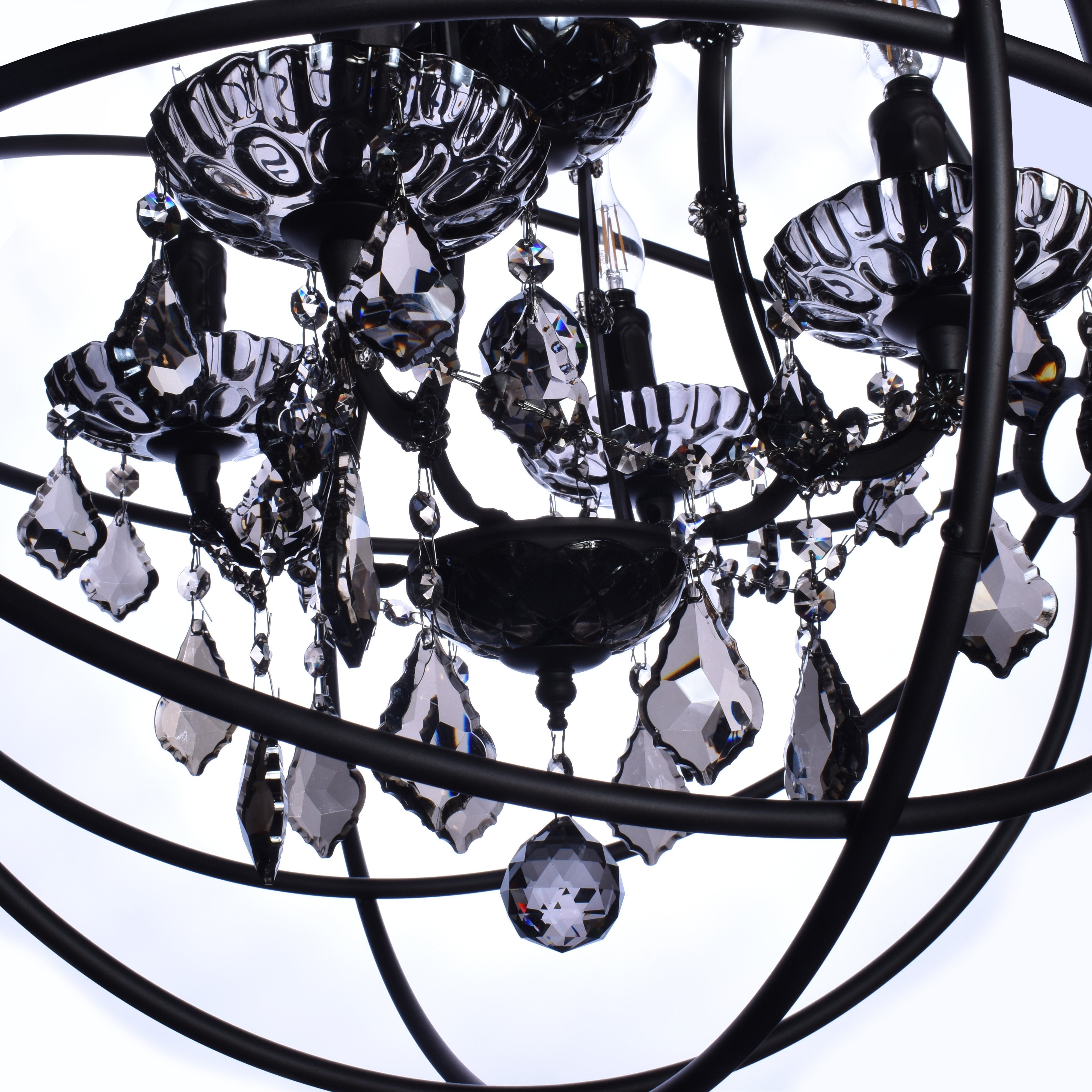 MN Iron Orb Smoke Crystal Chandelier - Italian Concept