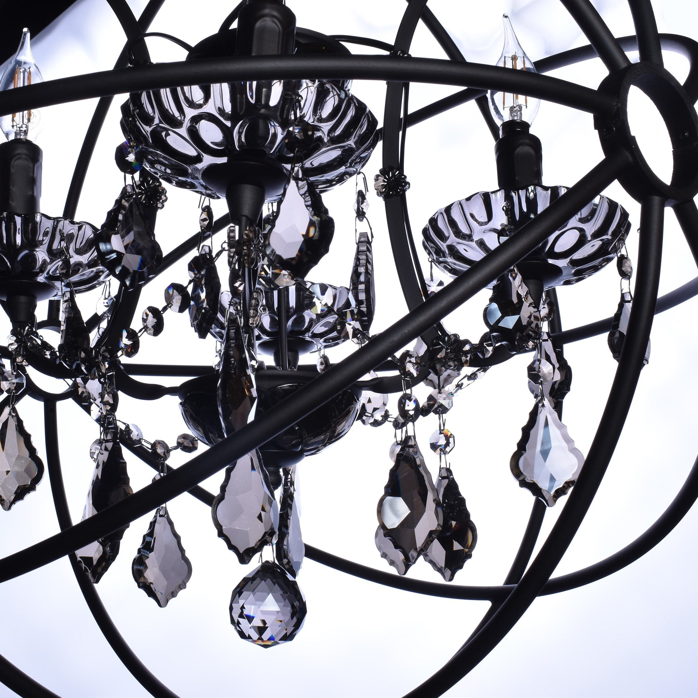 MN Iron Orb Smoke Crystal Chandelier - Italian Concept