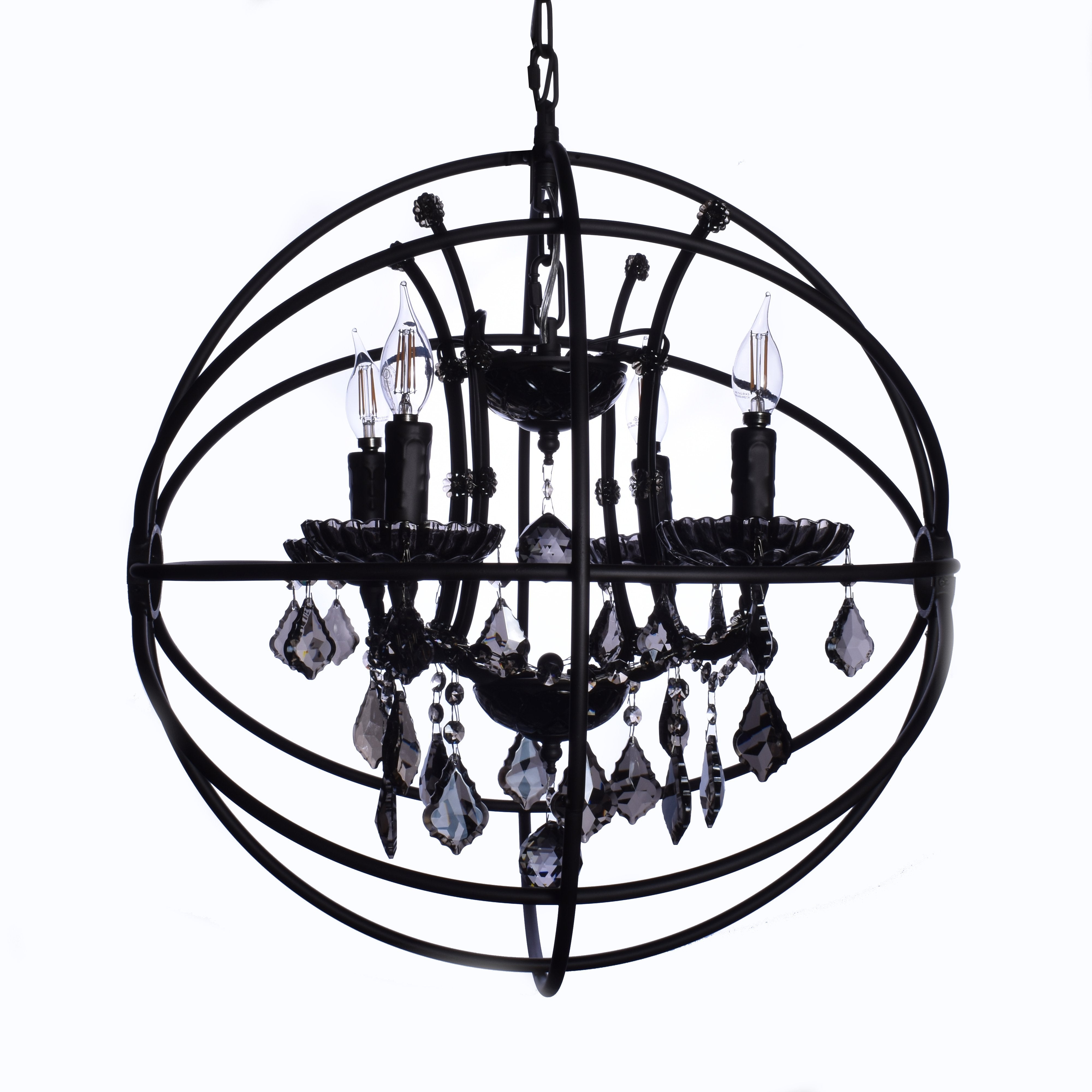 MN Iron Orb Smoke Crystal Chandelier - Italian Concept