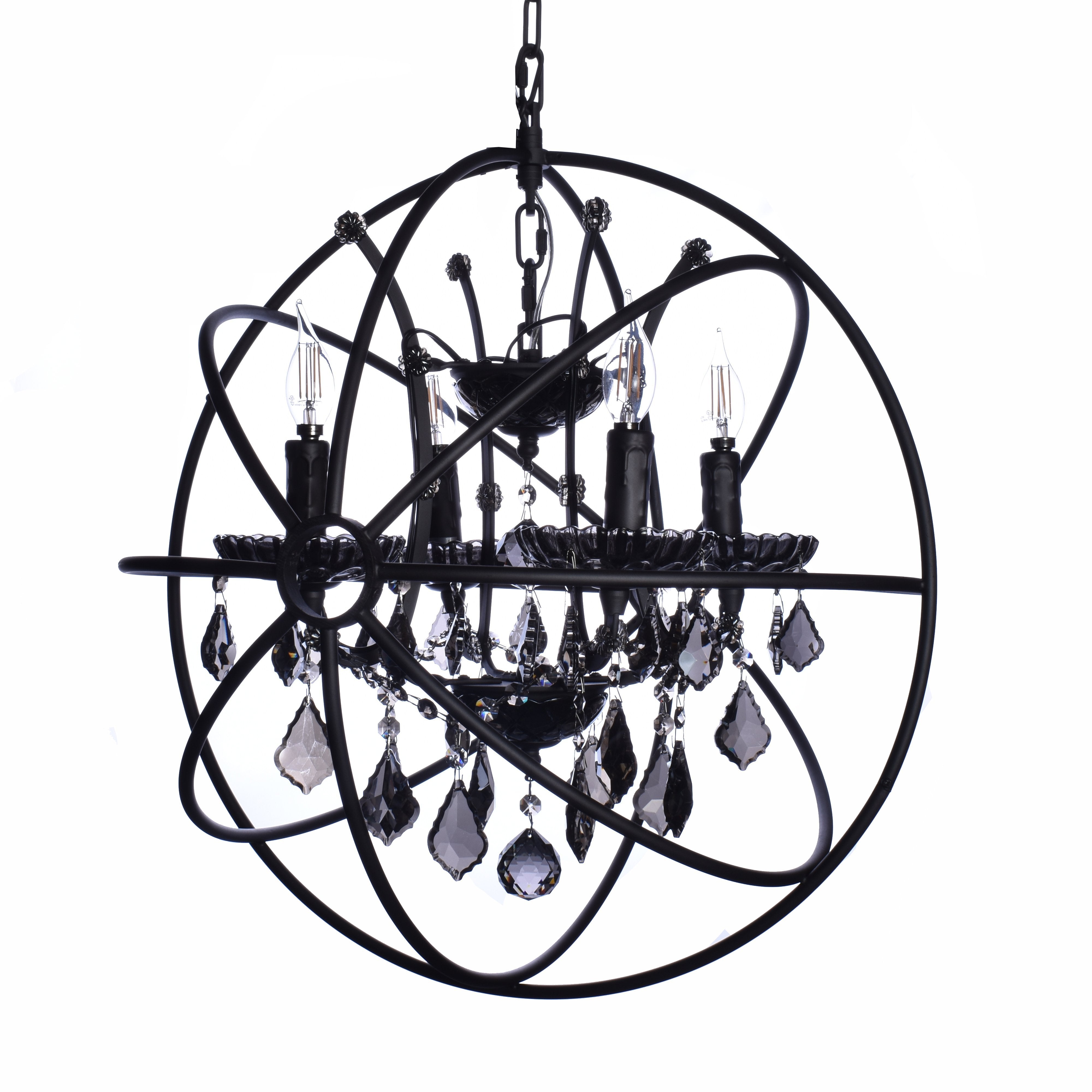 MN Iron Orb Smoke Crystal Chandelier - Italian Concept