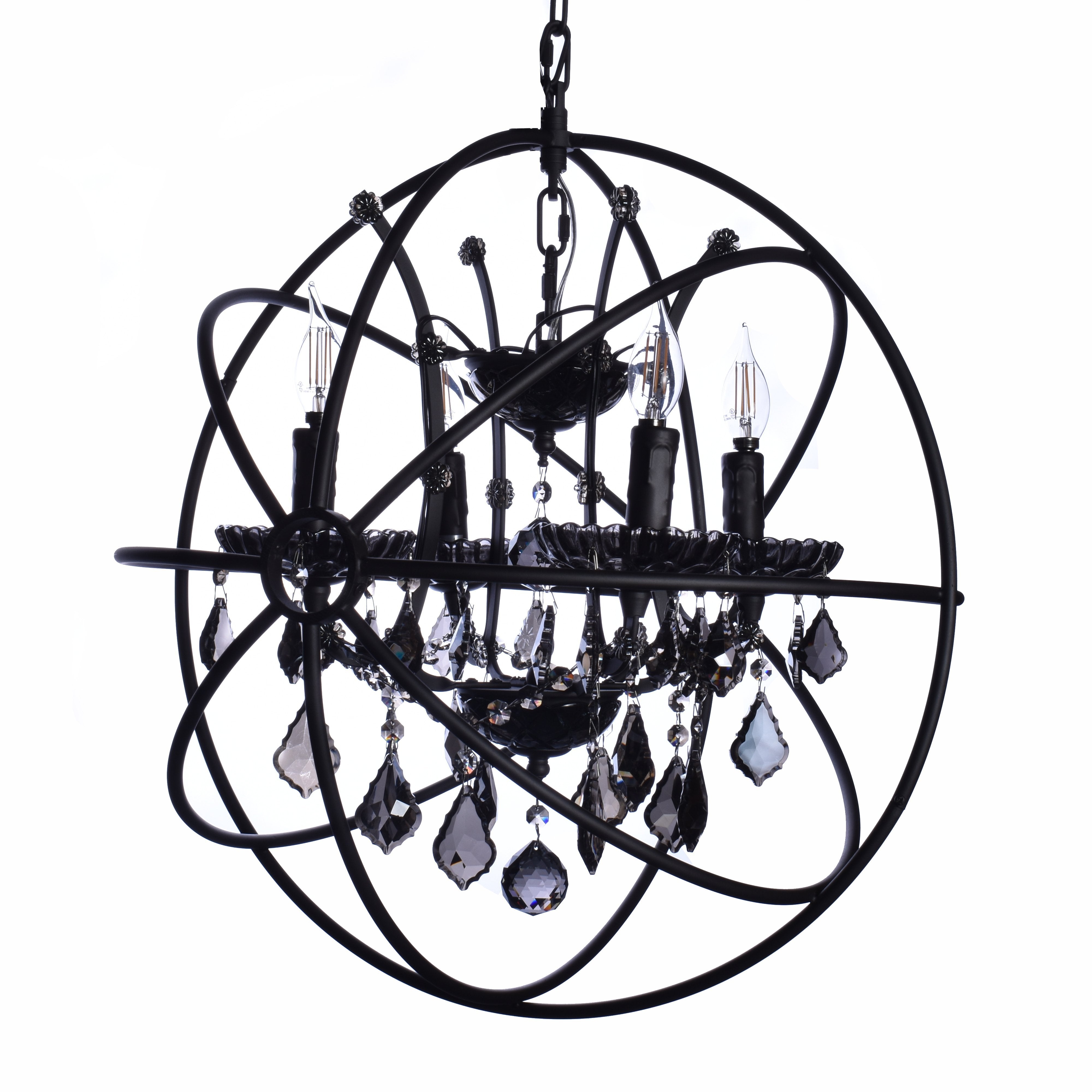 MN Iron Orb Smoke Crystal Chandelier - Italian Concept