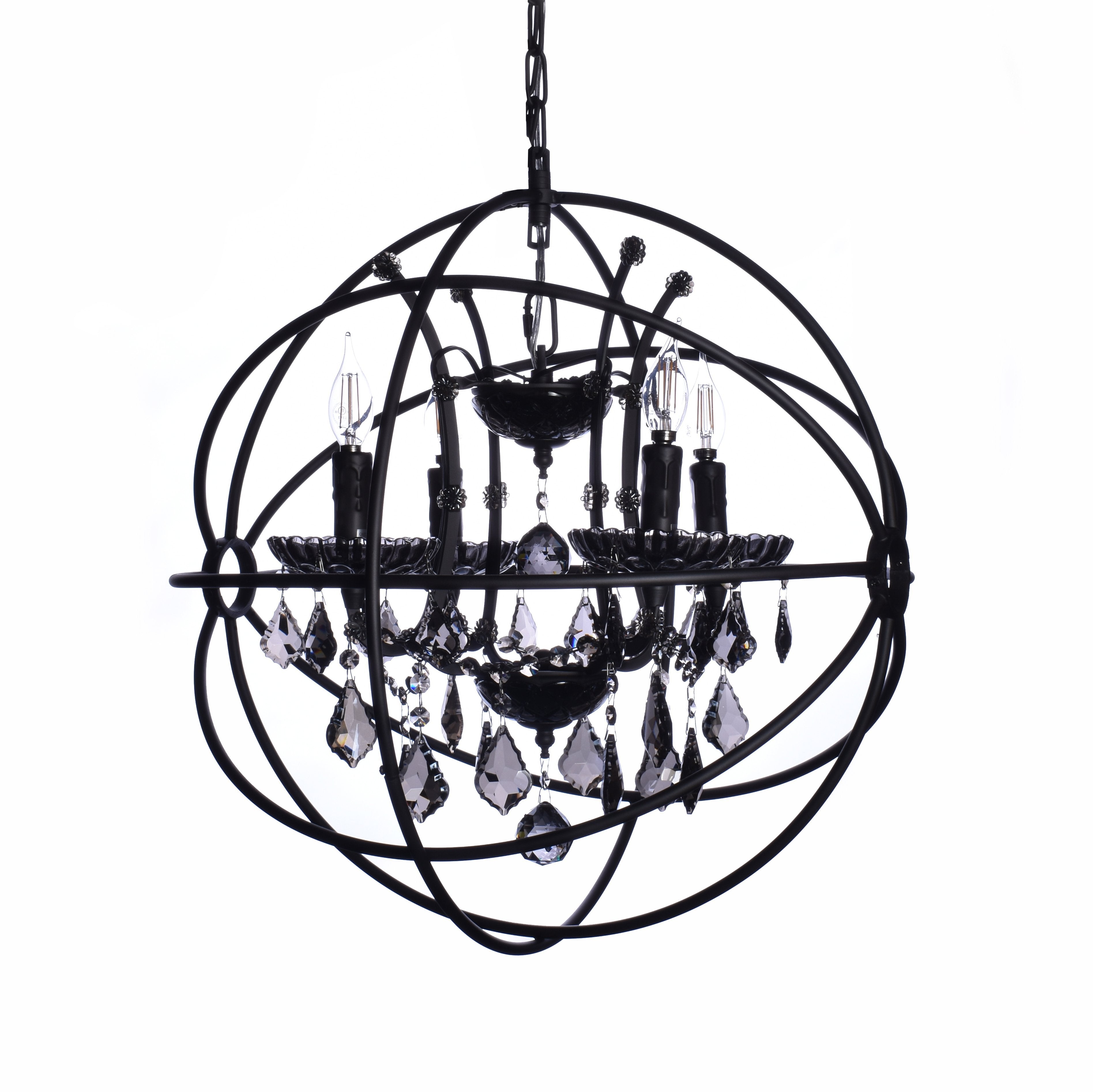 MN Iron Orb Smoke Crystal Chandelier - Italian Concept
