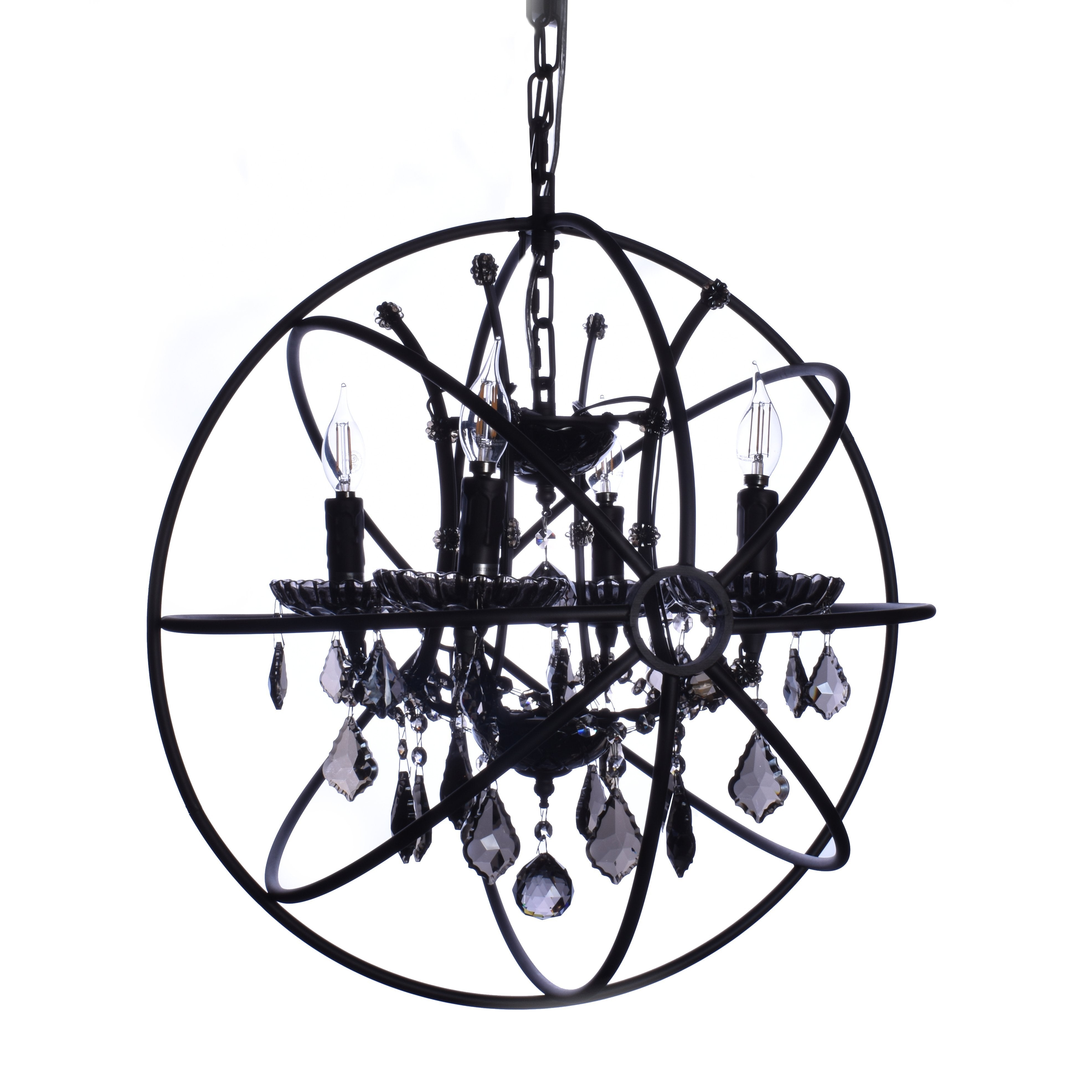 MN Iron Orb Smoke Crystal Chandelier - Italian Concept