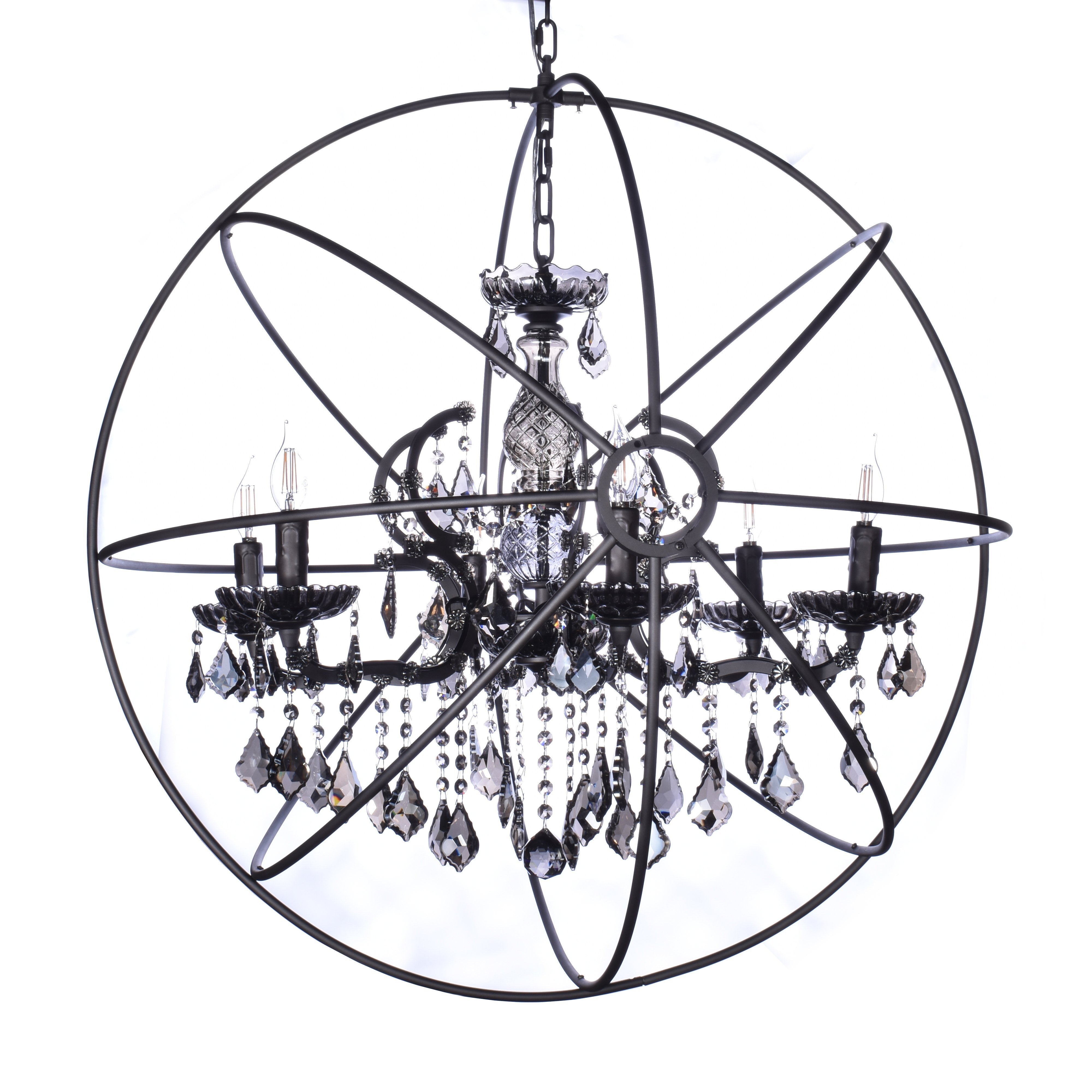 MN Iron Orb Smoke Crystal Chandelier - Italian Concept
