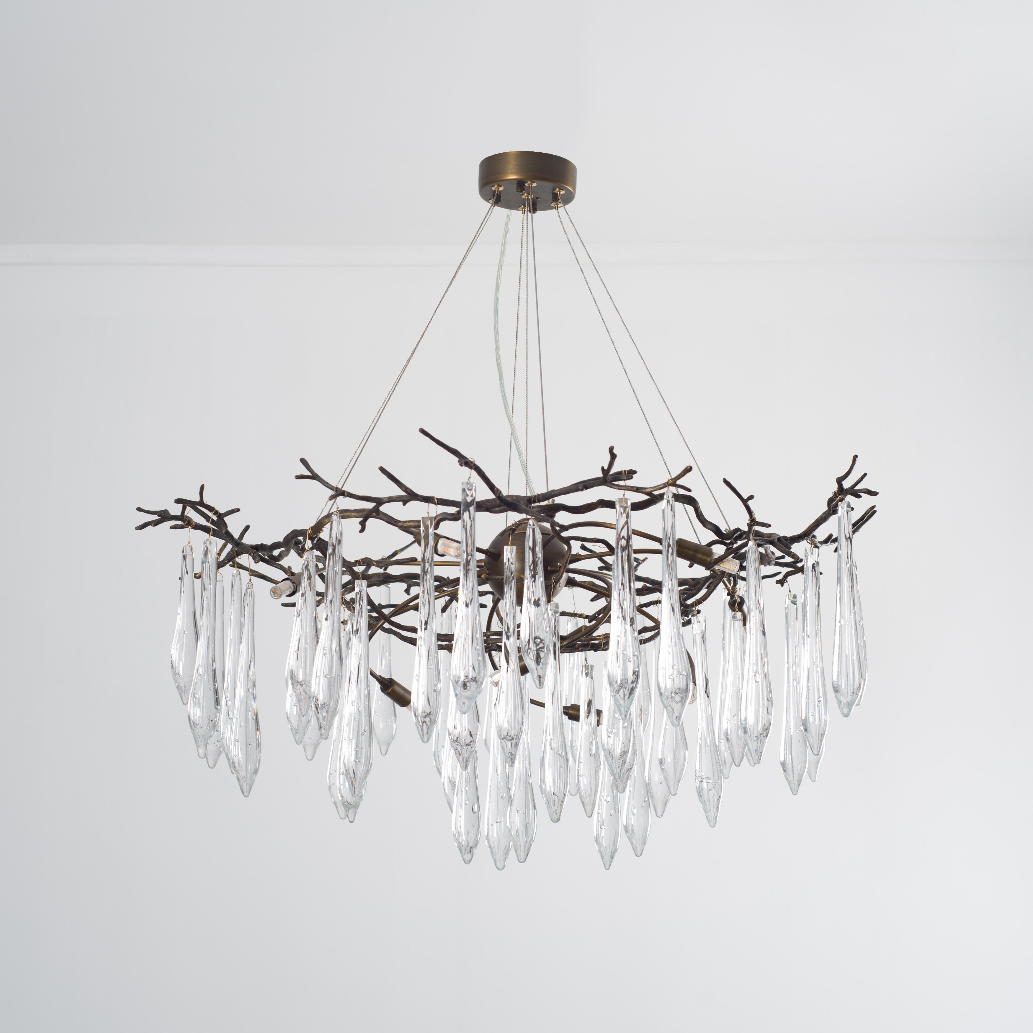 Lukas Extended Teardrop Branching Brass Round Chandelier - Italian Concept -