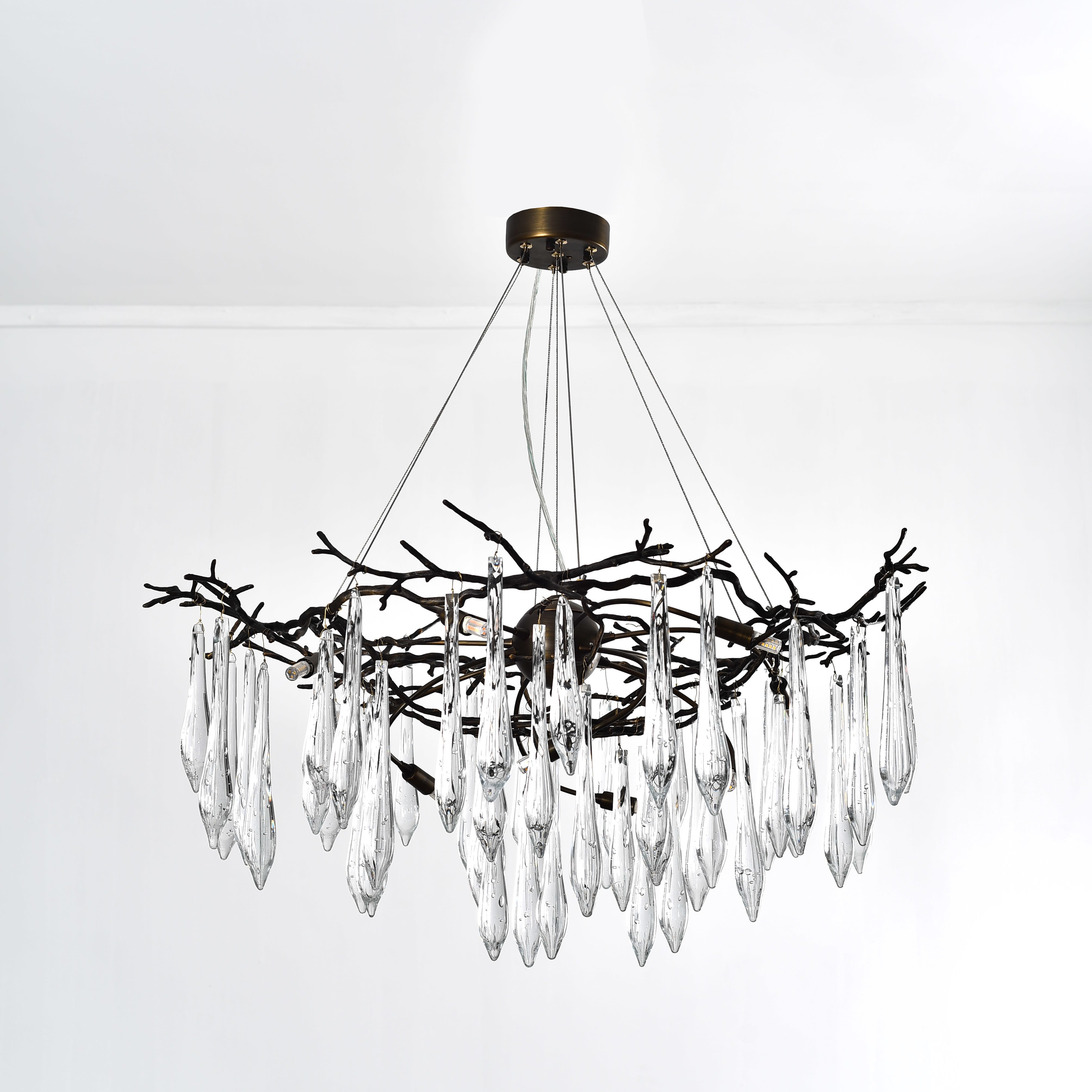 Lukas Extended Teardrop Branching Brass Round Chandelier - Italian Concept -