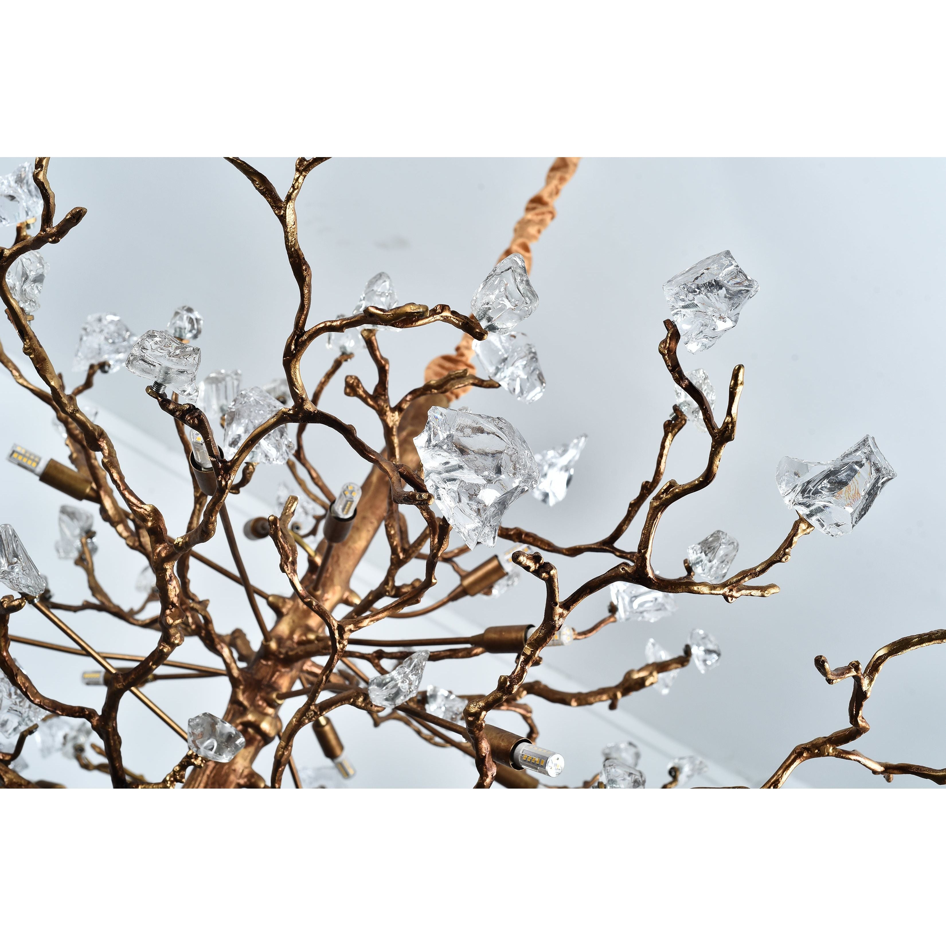 Livio Gemstone Branching Brass Round Chandelier - Italian Concept -