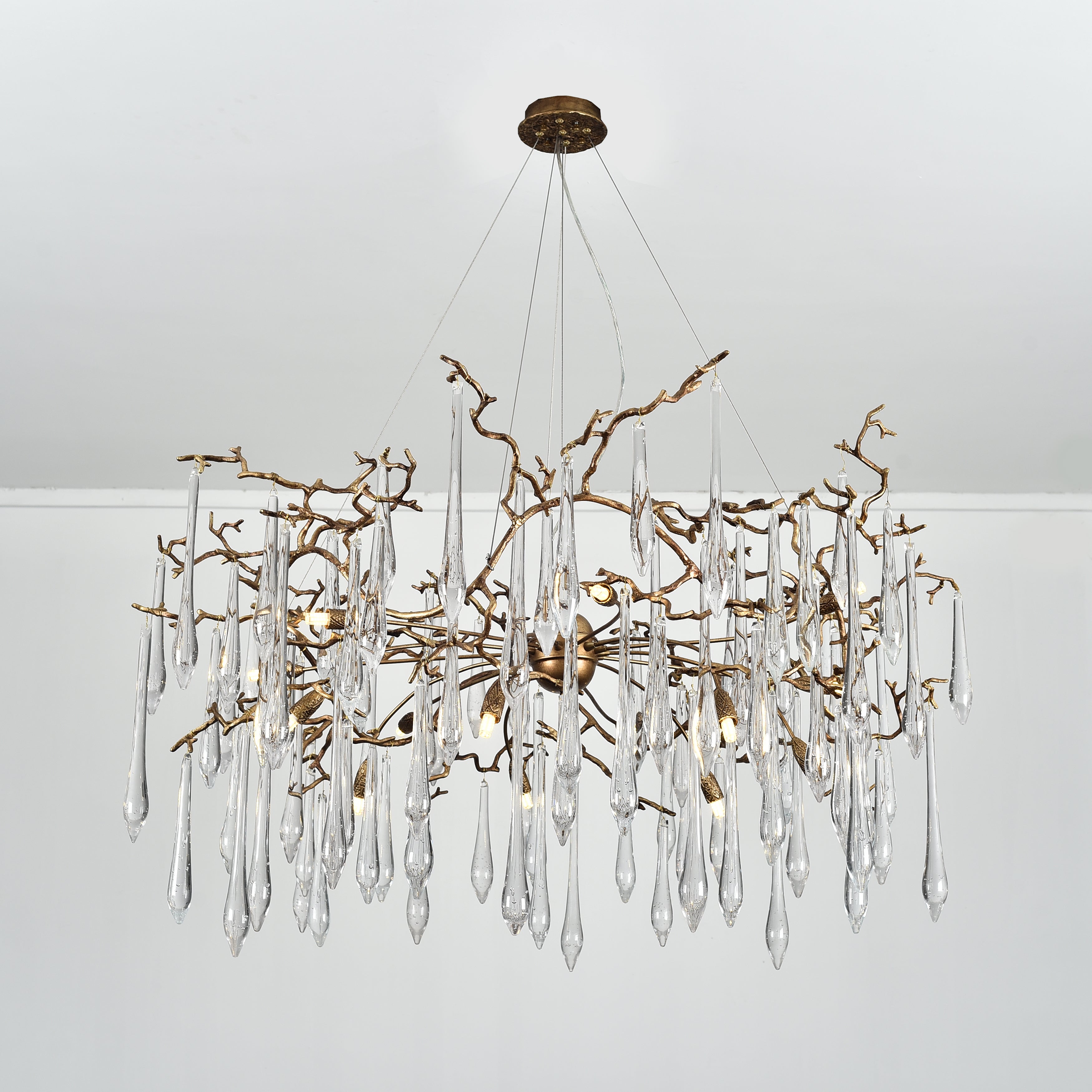 Lukas Extended Teardrop Branching Brass Round Chandelier - Italian Concept -