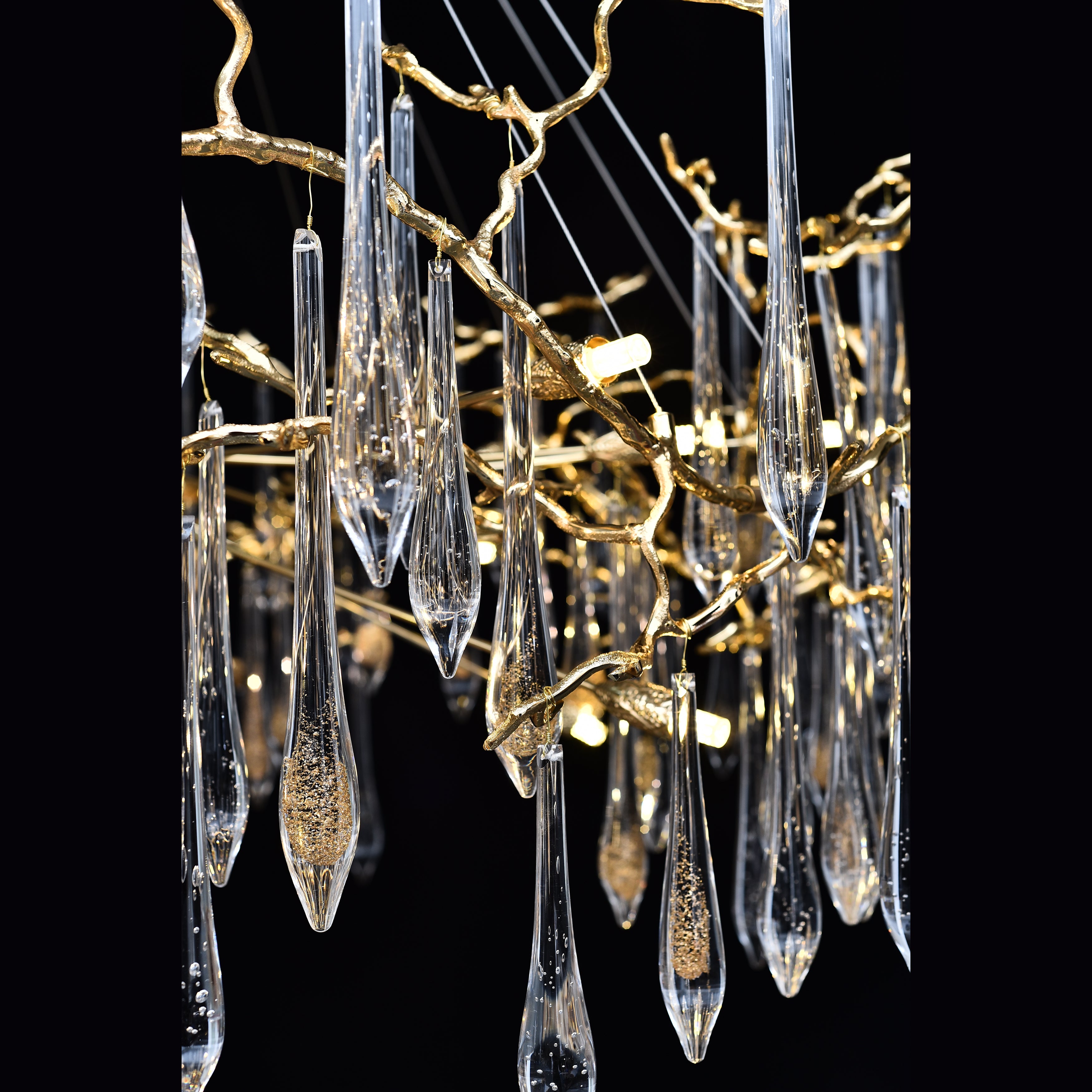 Lukas Extended Teardrop Branching Brass Round Chandelier - Italian Concept -