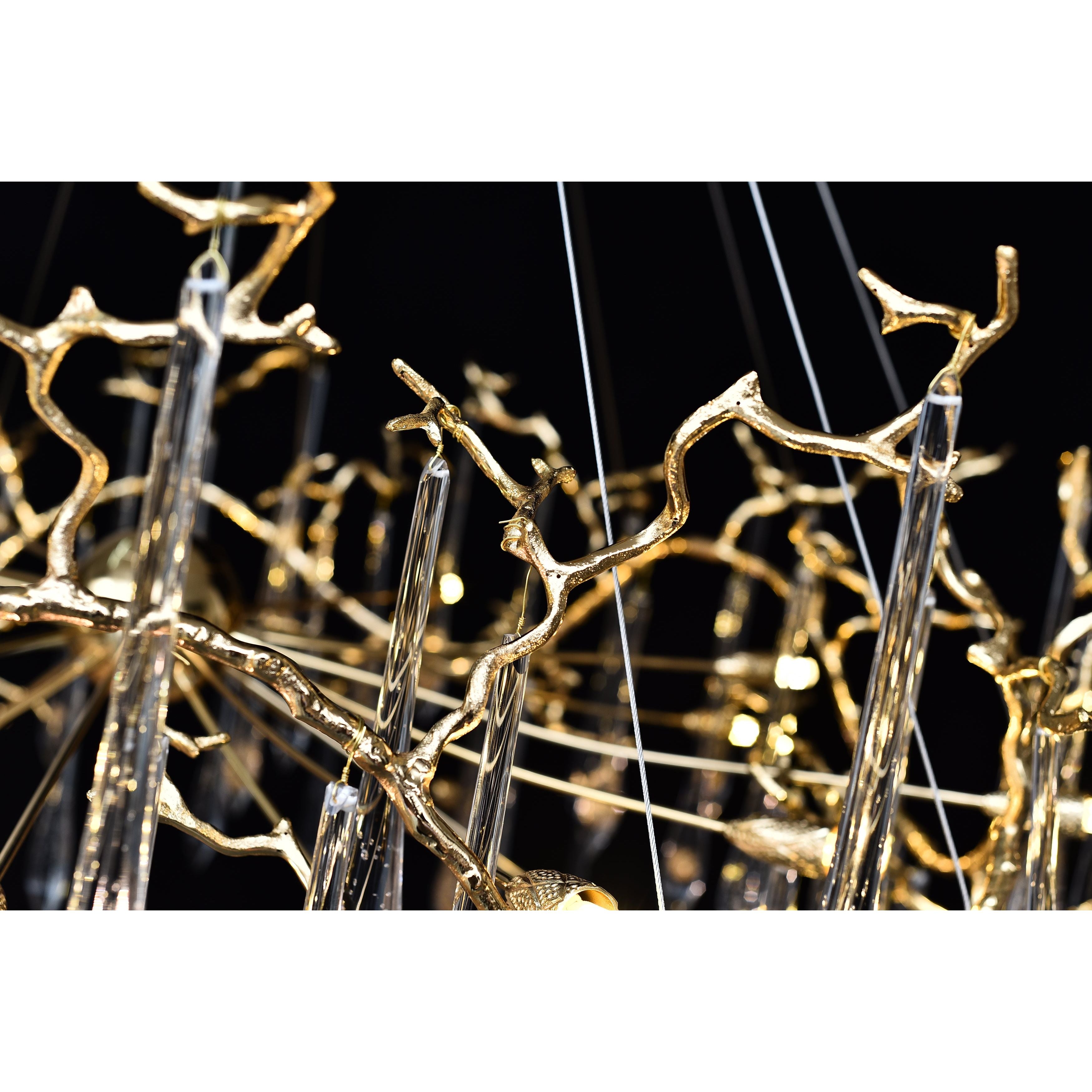 Lukas Extended Teardrop Branching Brass Round Chandelier - Italian Concept -