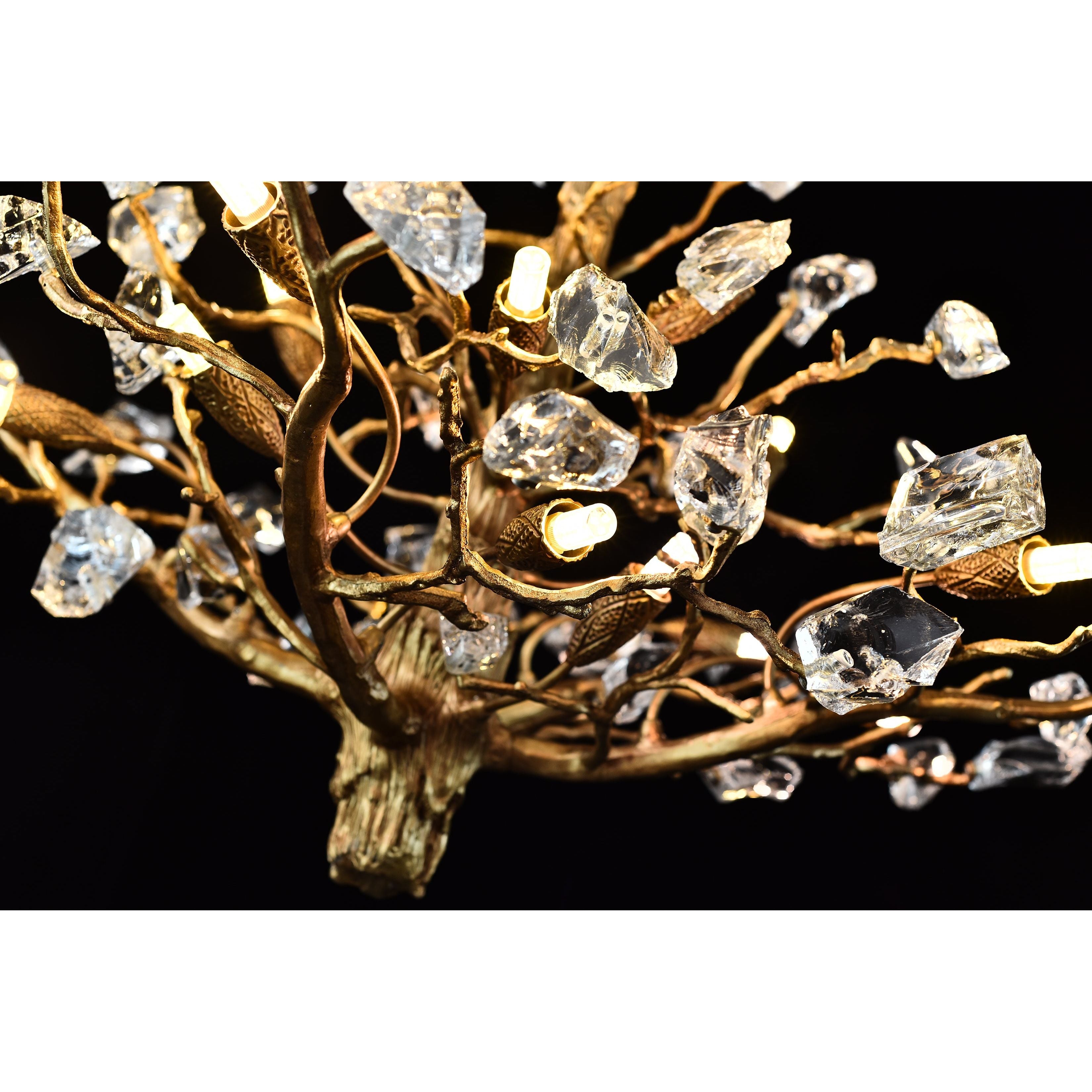 Livio Gemstone Branching Brass Round Chandelier - Italian Concept -