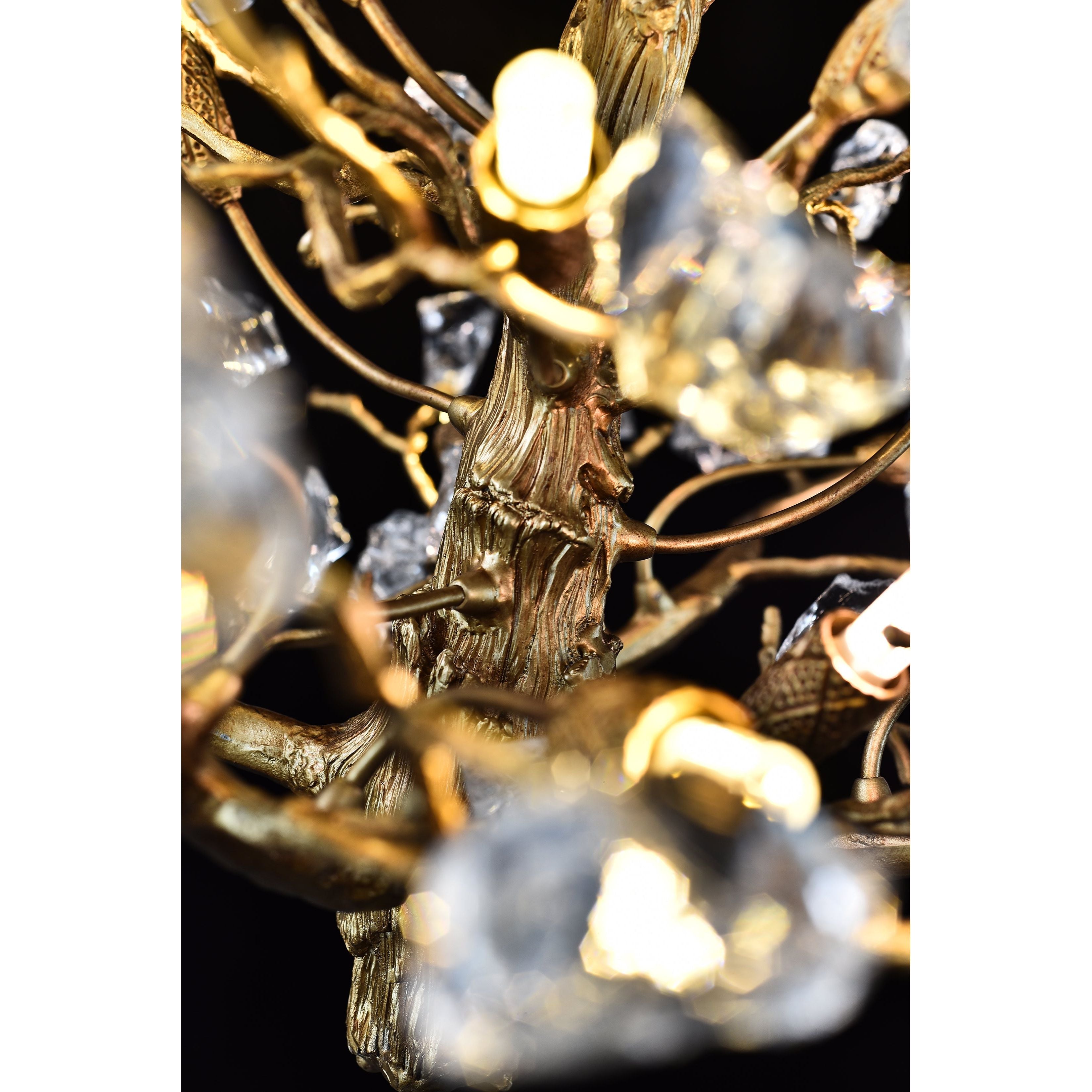 Livio Gemstone Branching Brass Round Chandelier - Italian Concept -