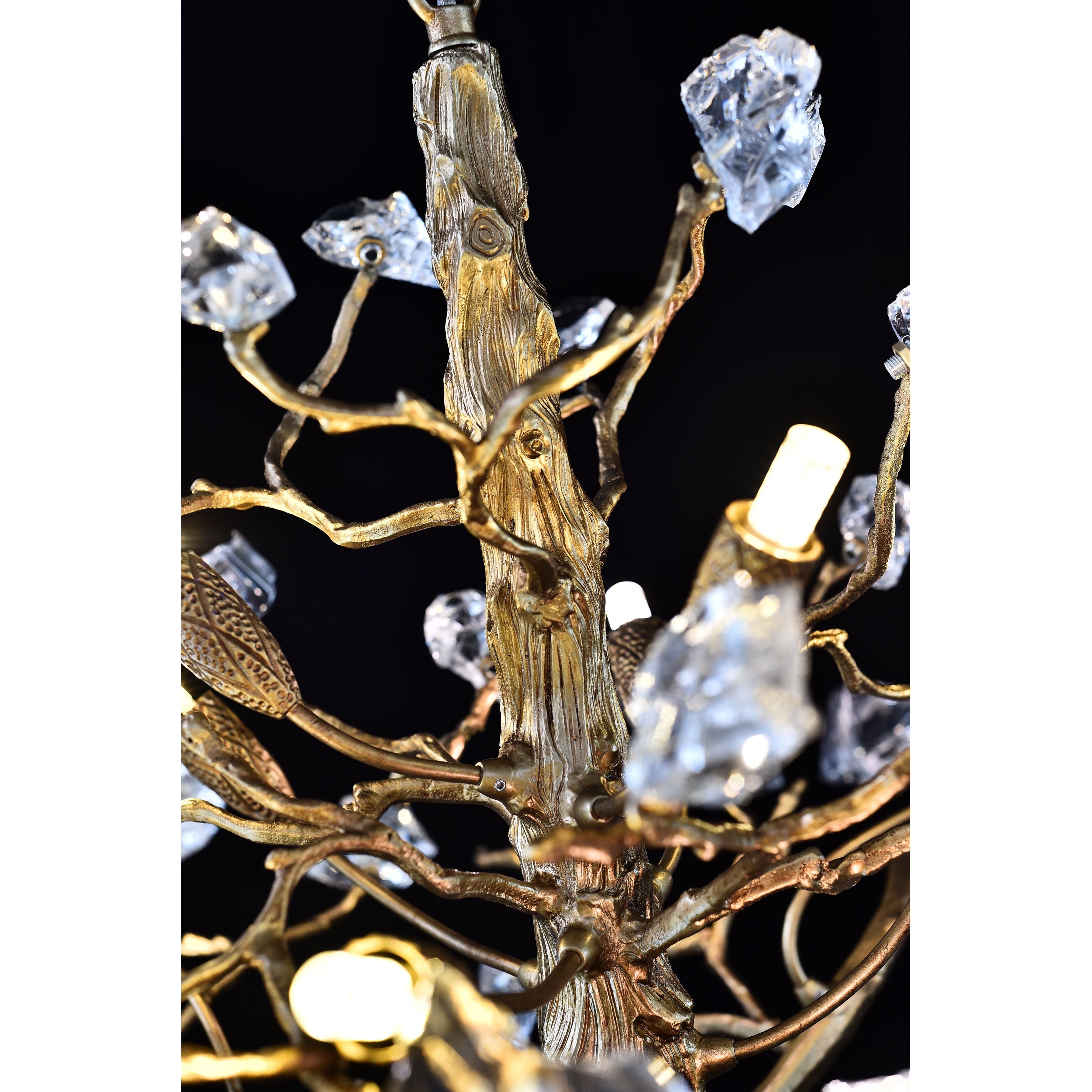Livio Gemstone Branching Brass Round Chandelier - Italian Concept -