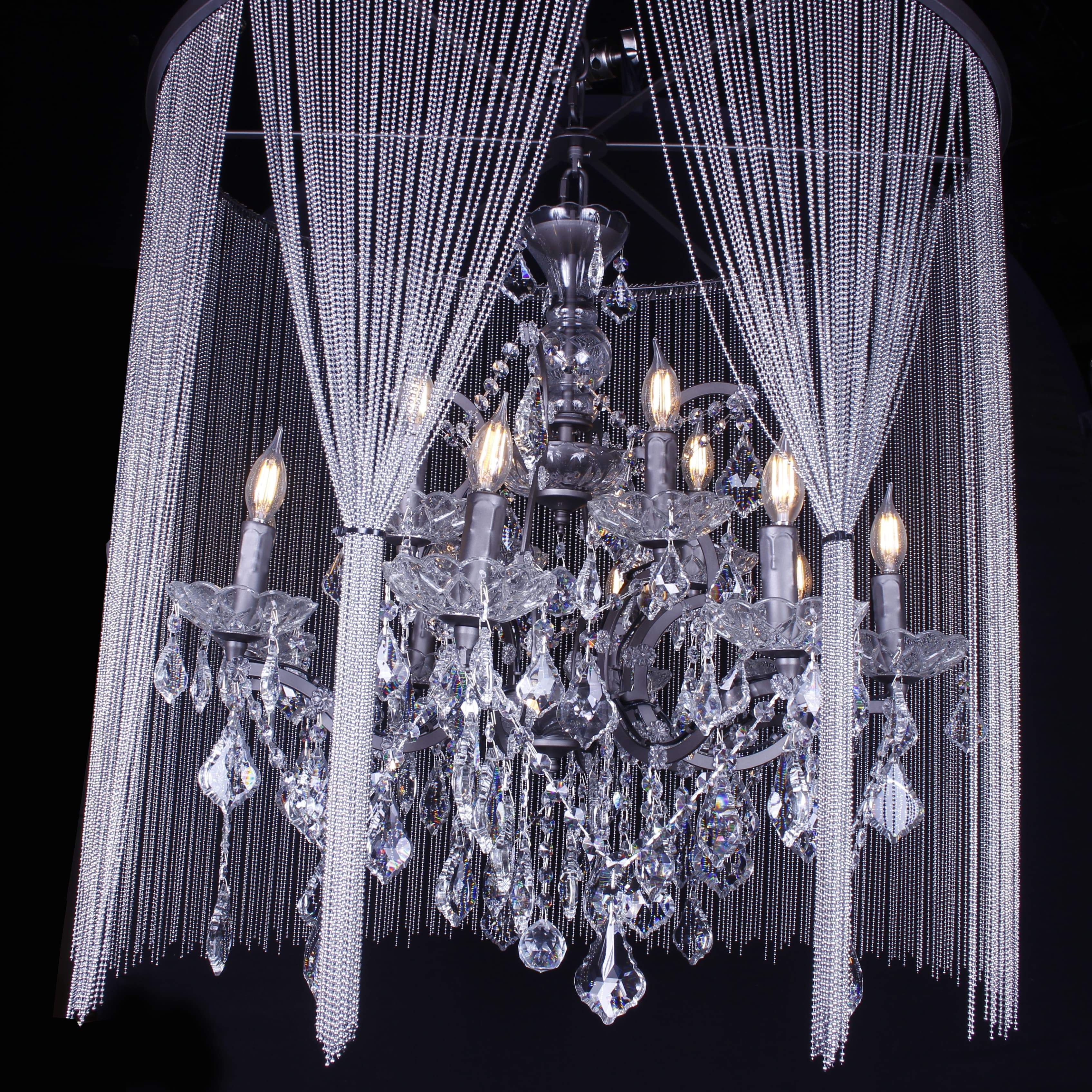 Chain Curtain Crystal 12-Light 32" Crystal Chandelier - Italian Concept -