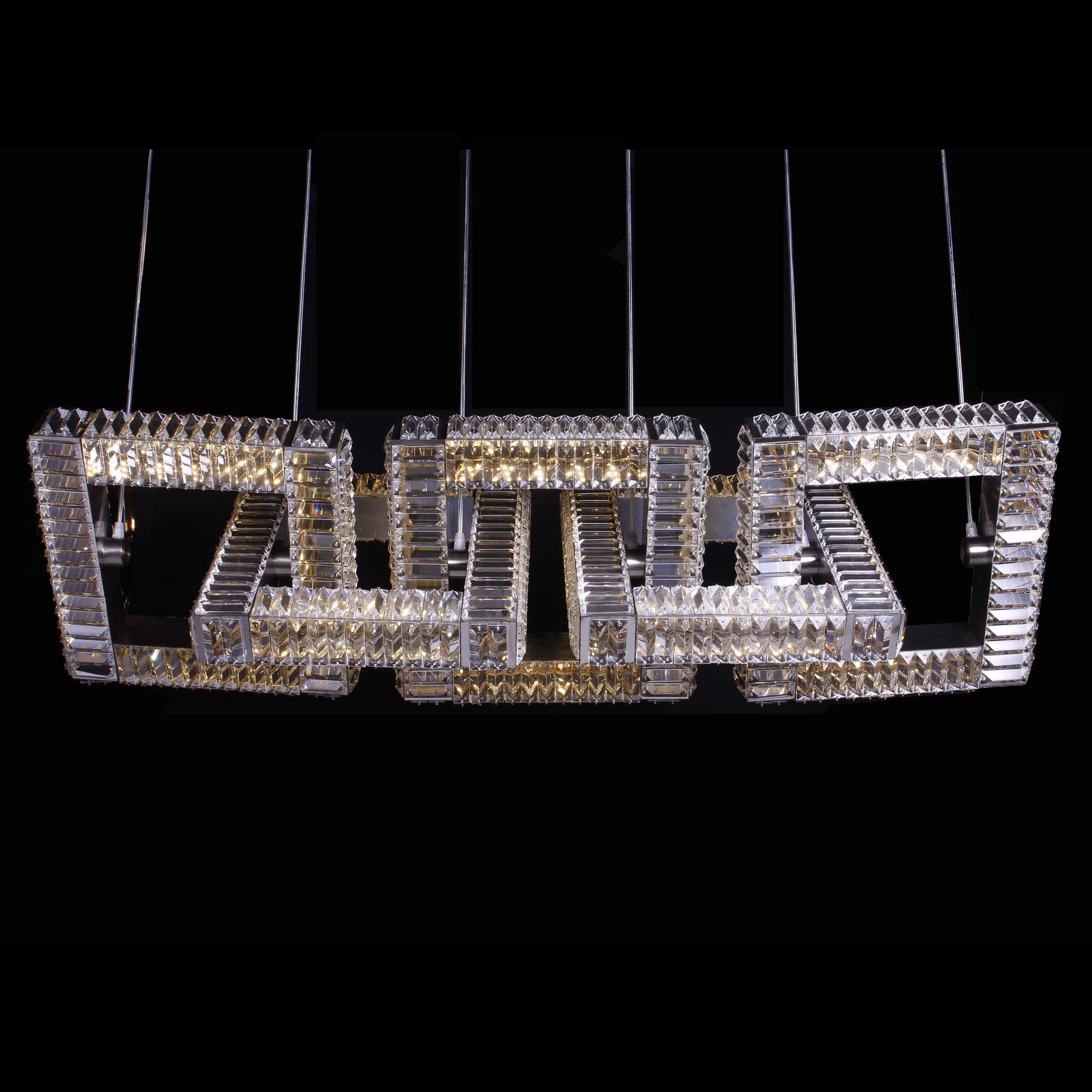 5-Ring Rectangular Linear Crystal Chandelier - Italian Concept -