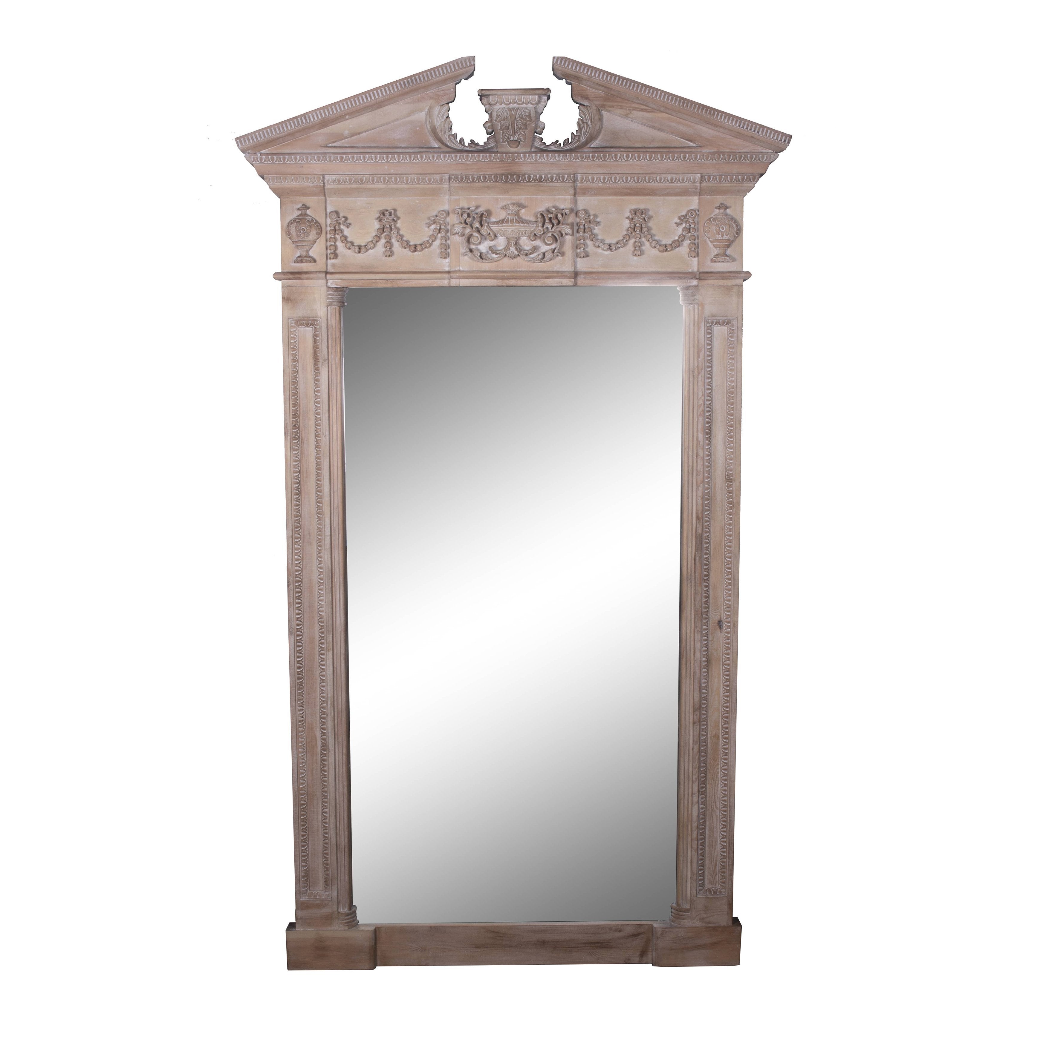 Large Hand-Carved Modern Wood Mirror - Italian Concept