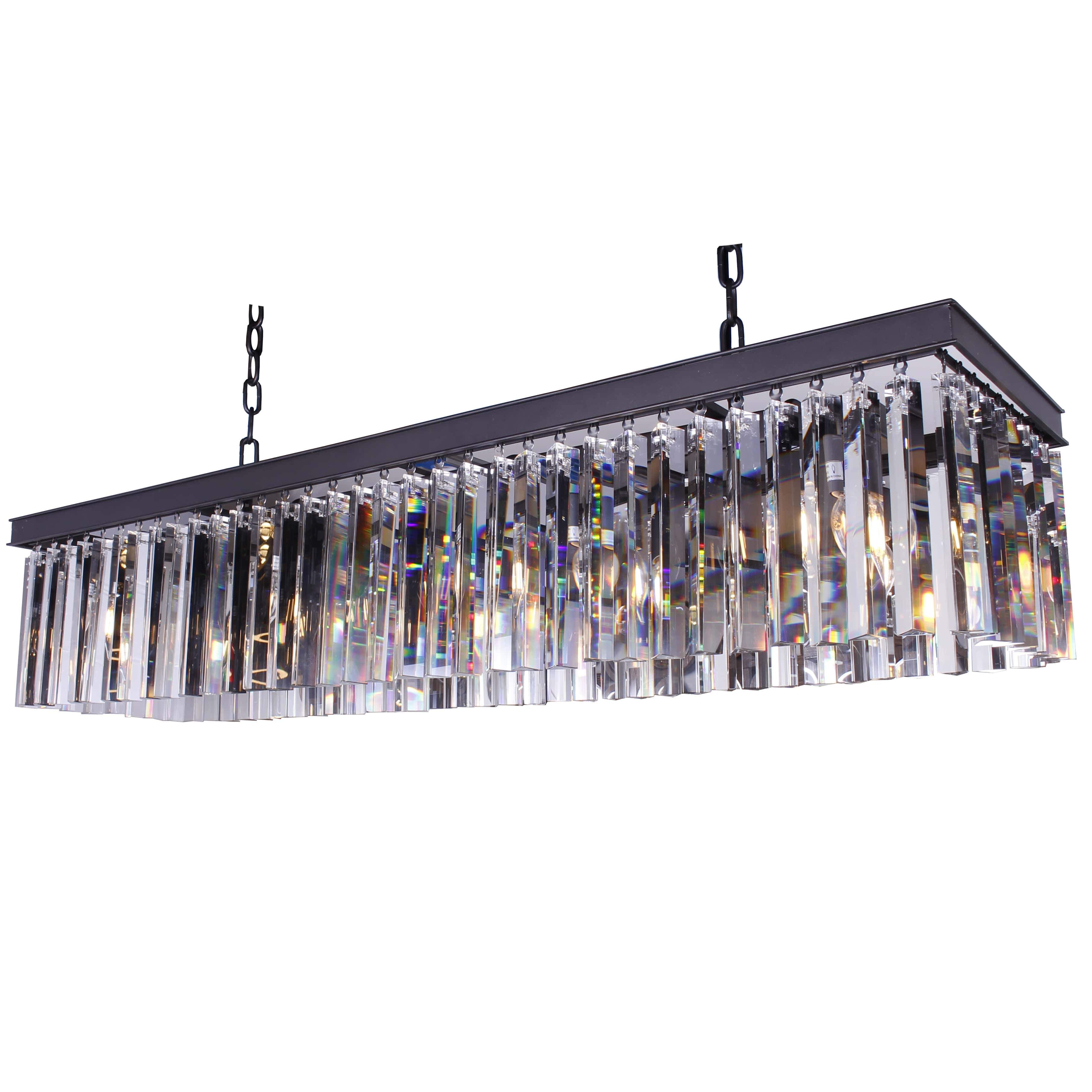 Apex Single-Tier Odeon Rectangular Fringe Crystal Chandelier - Italian Concept - Size