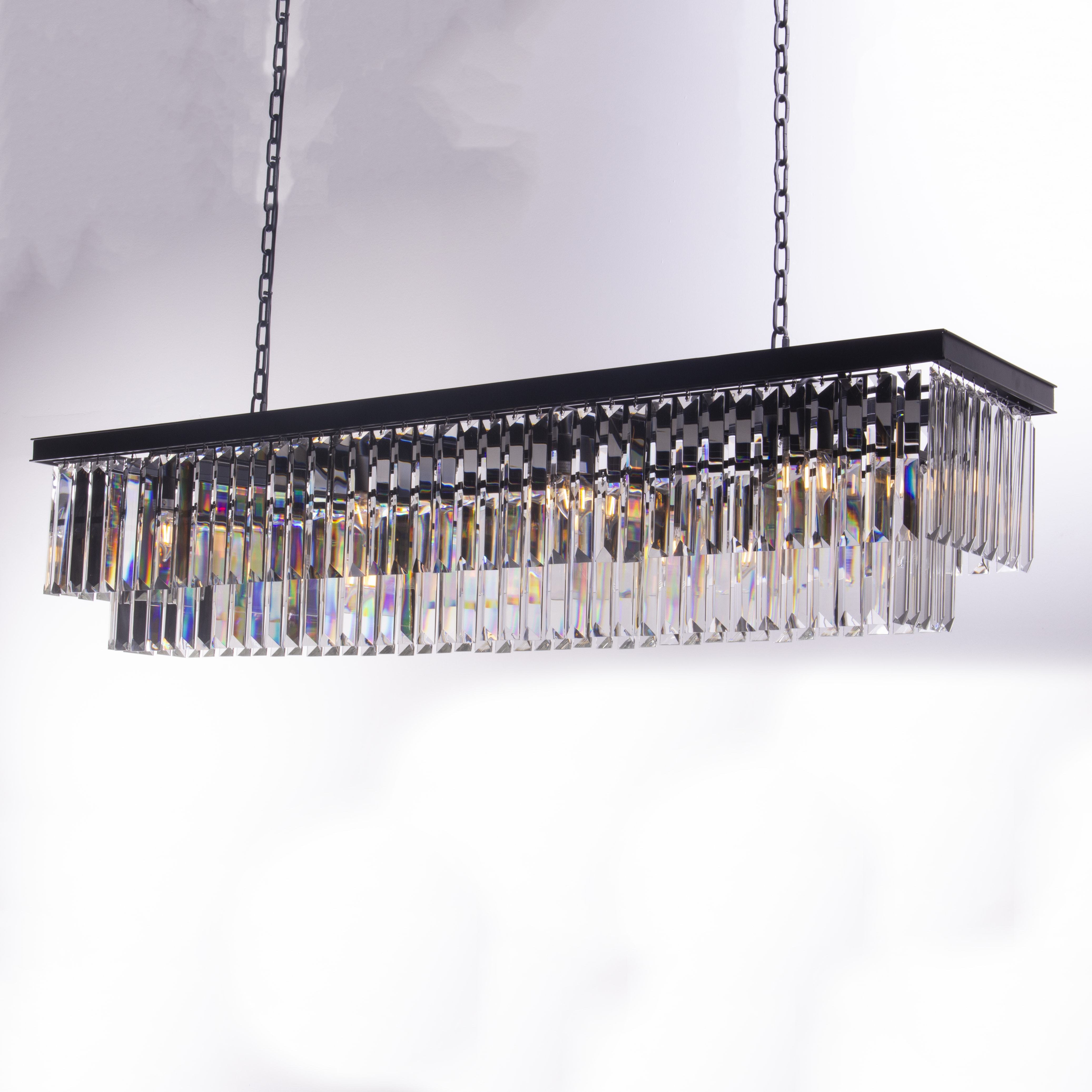 Odeon Crystal Fringe Rectangular Chandelier - Italian Concept