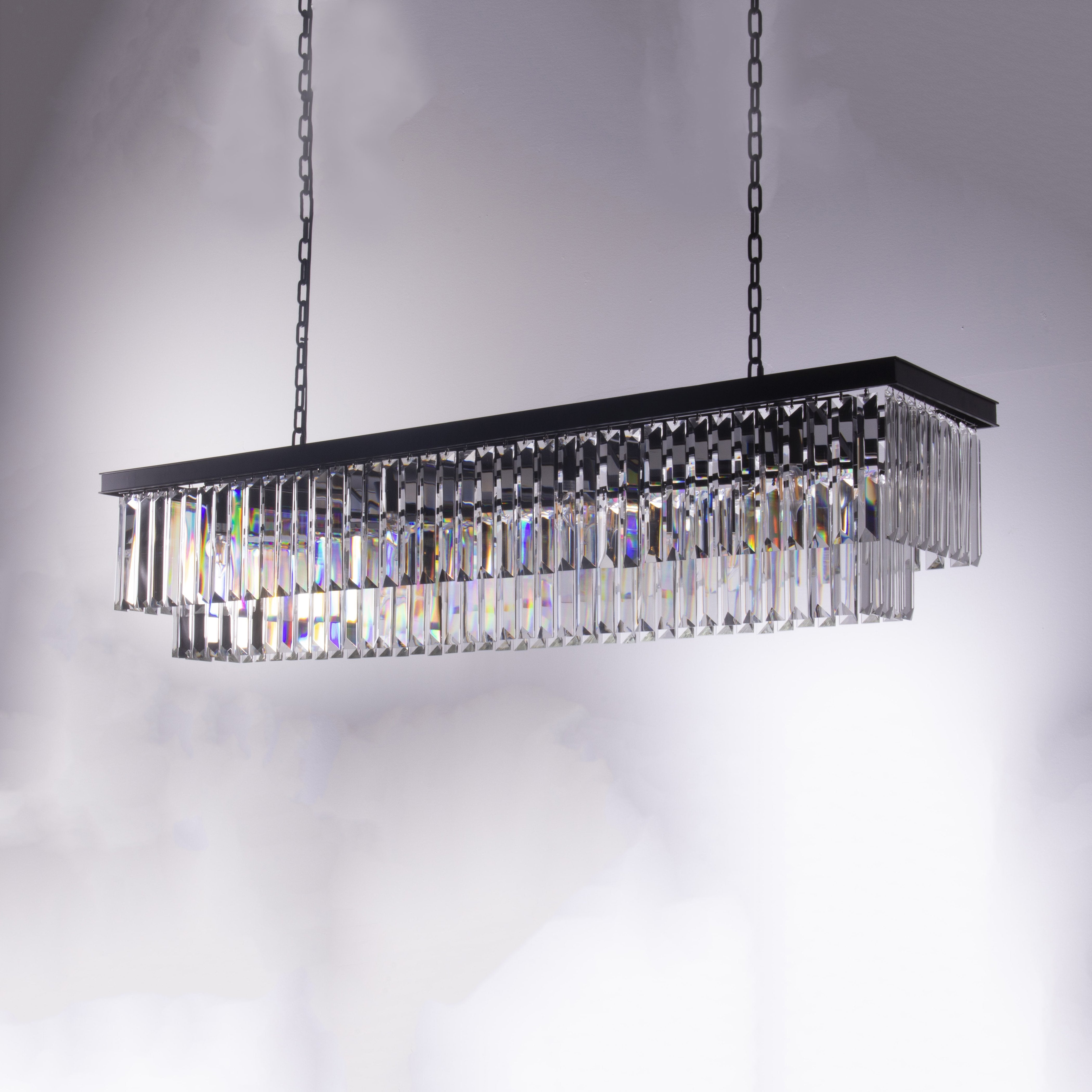 Odeon Crystal Fringe Rectangular Chandelier - Italian Concept