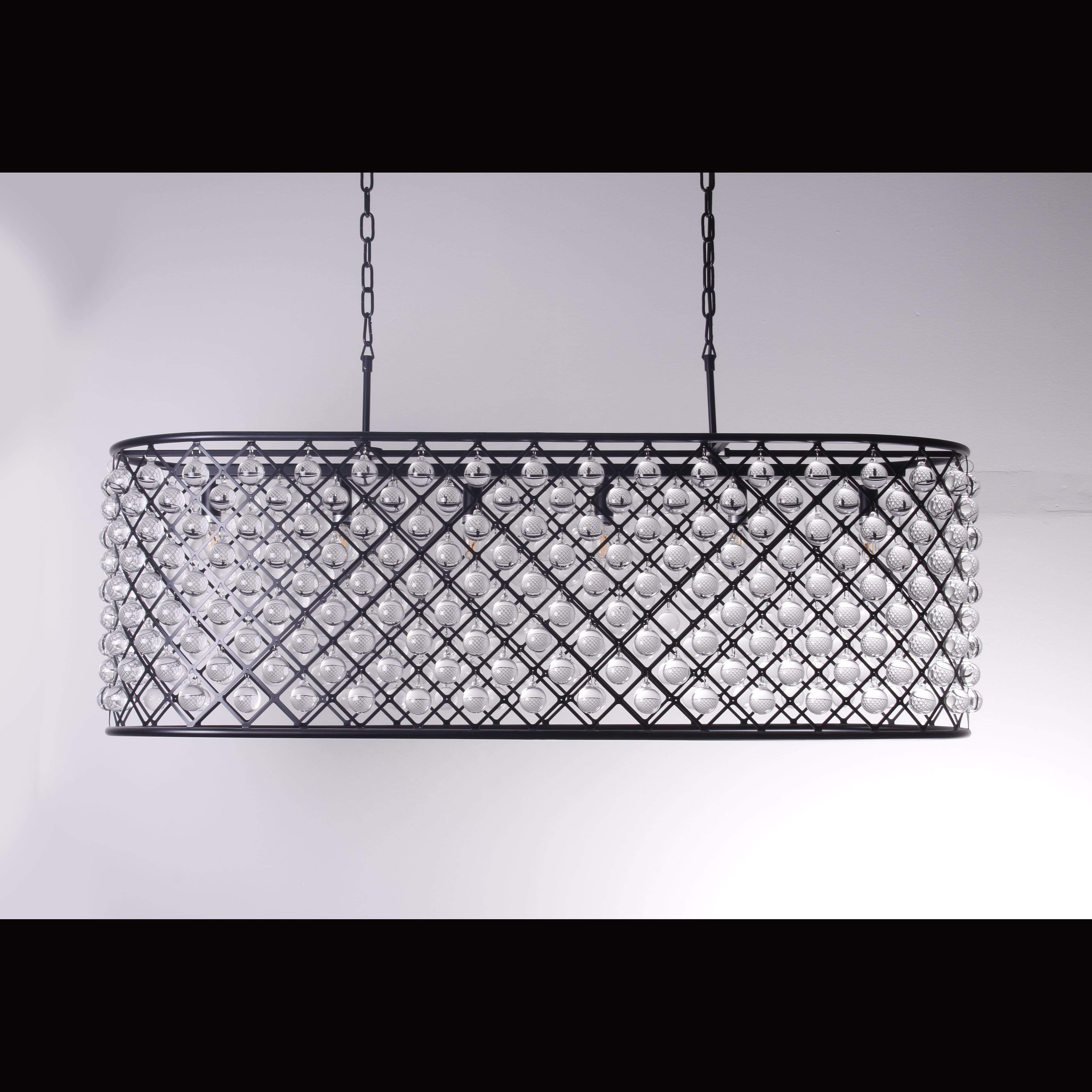 Teardrop Grid Rectangular 10-Light Crystal Chandelier - Italian Concept