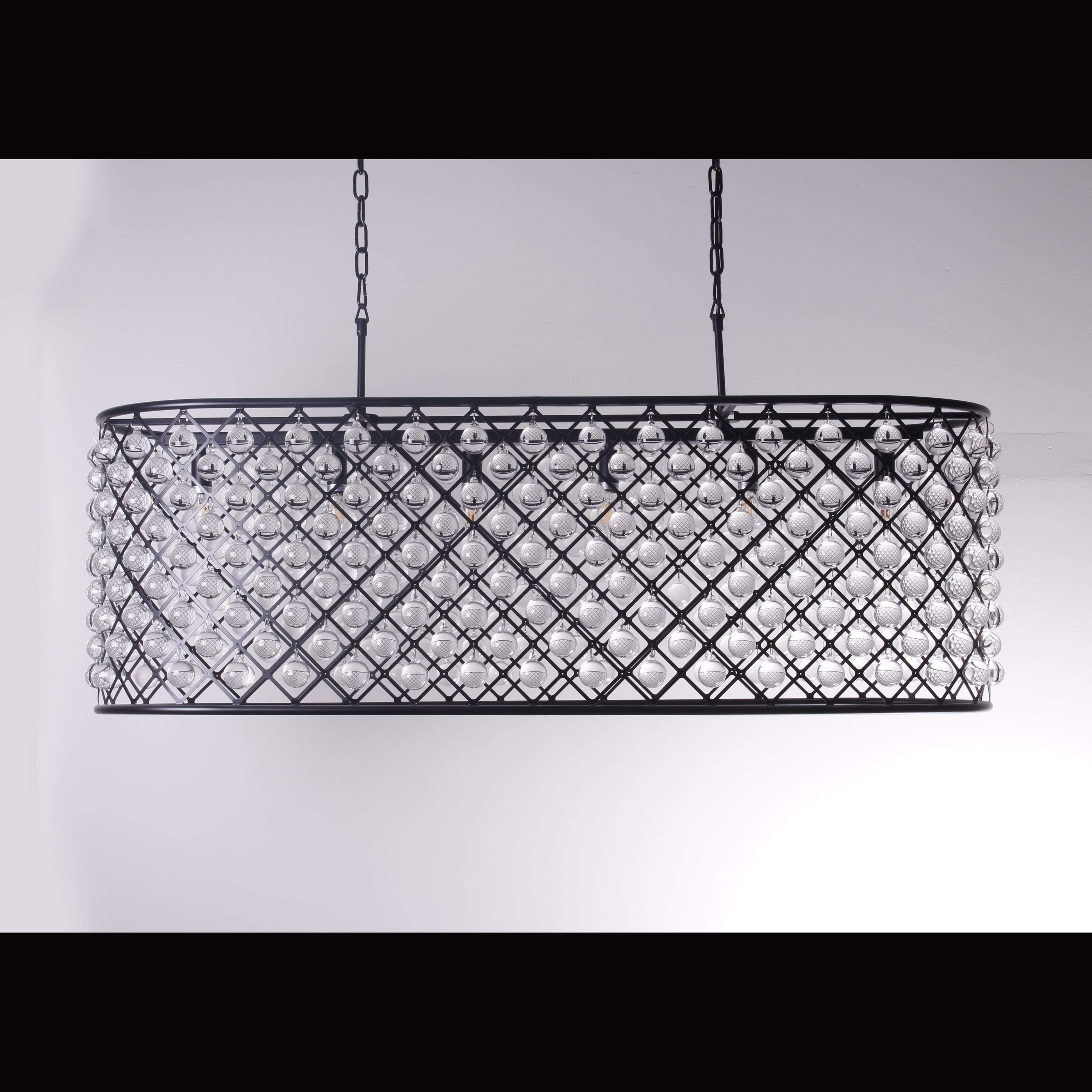 Teardrop Grid Rectangular 10-Light Crystal Chandelier - Italian Concept