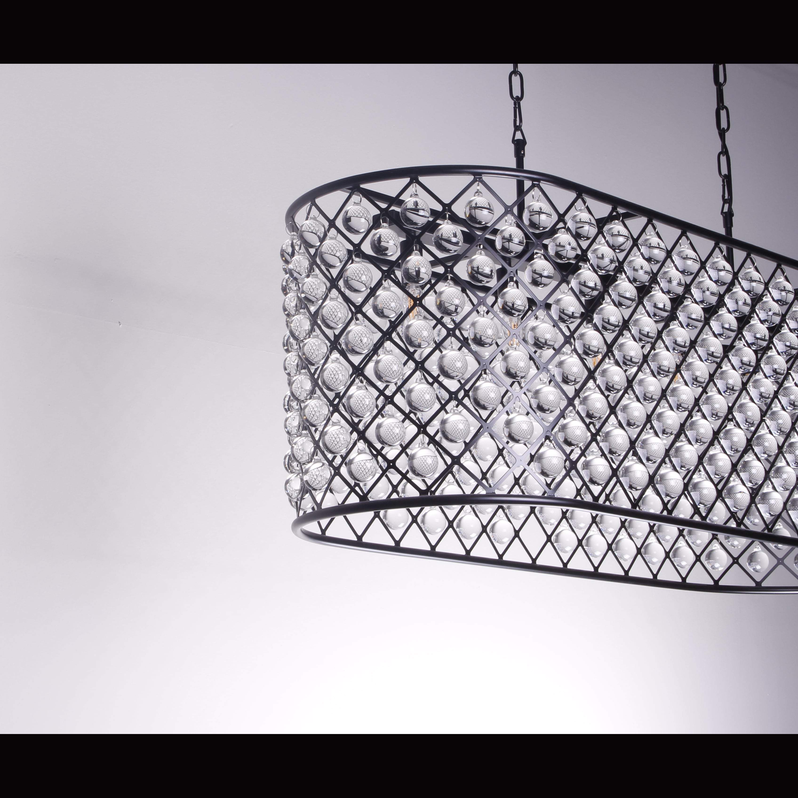 Teardrop Grid Rectangular 10-Light Crystal Chandelier - Italian Concept