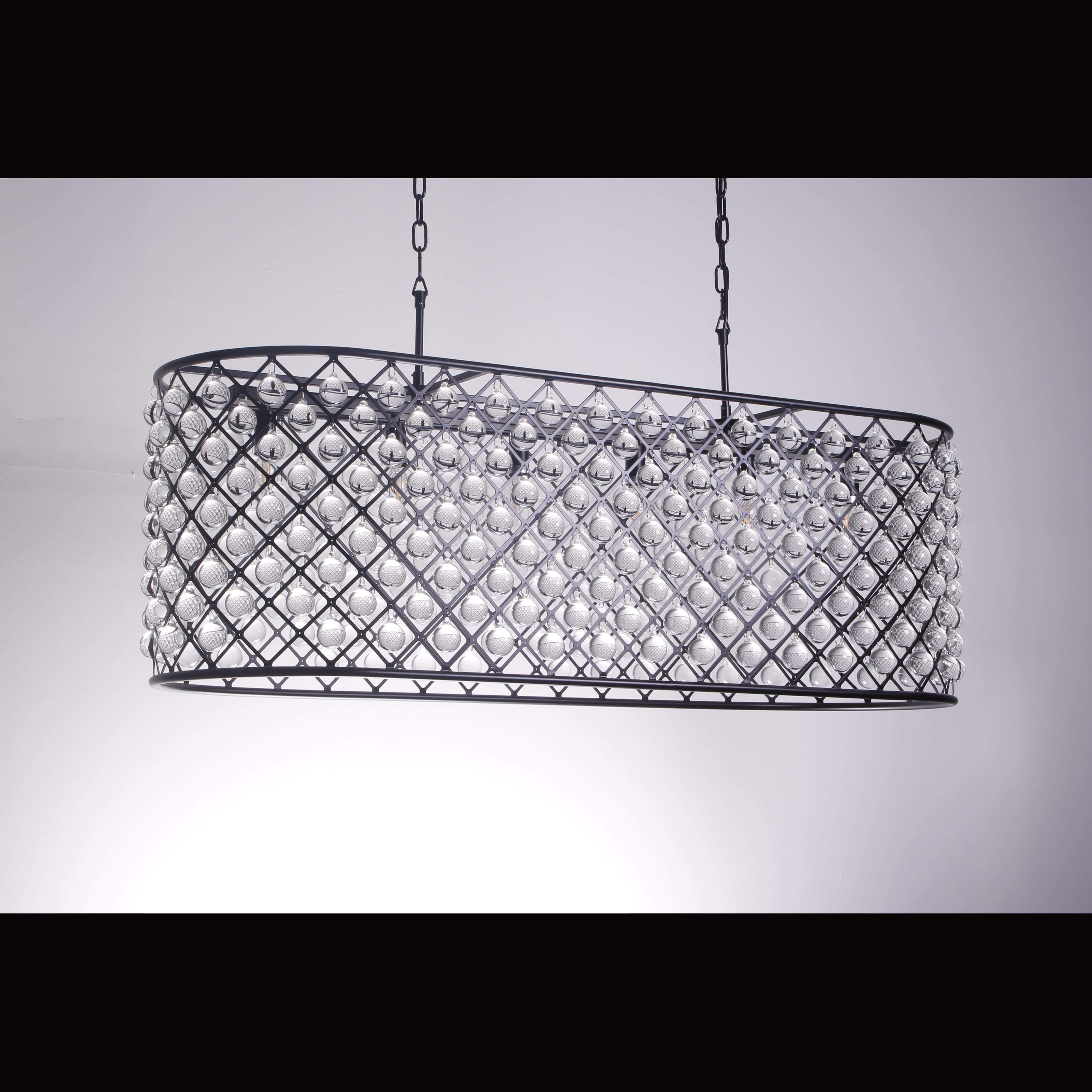 Teardrop Grid Rectangular 10-Light Crystal Chandelier - Italian Concept