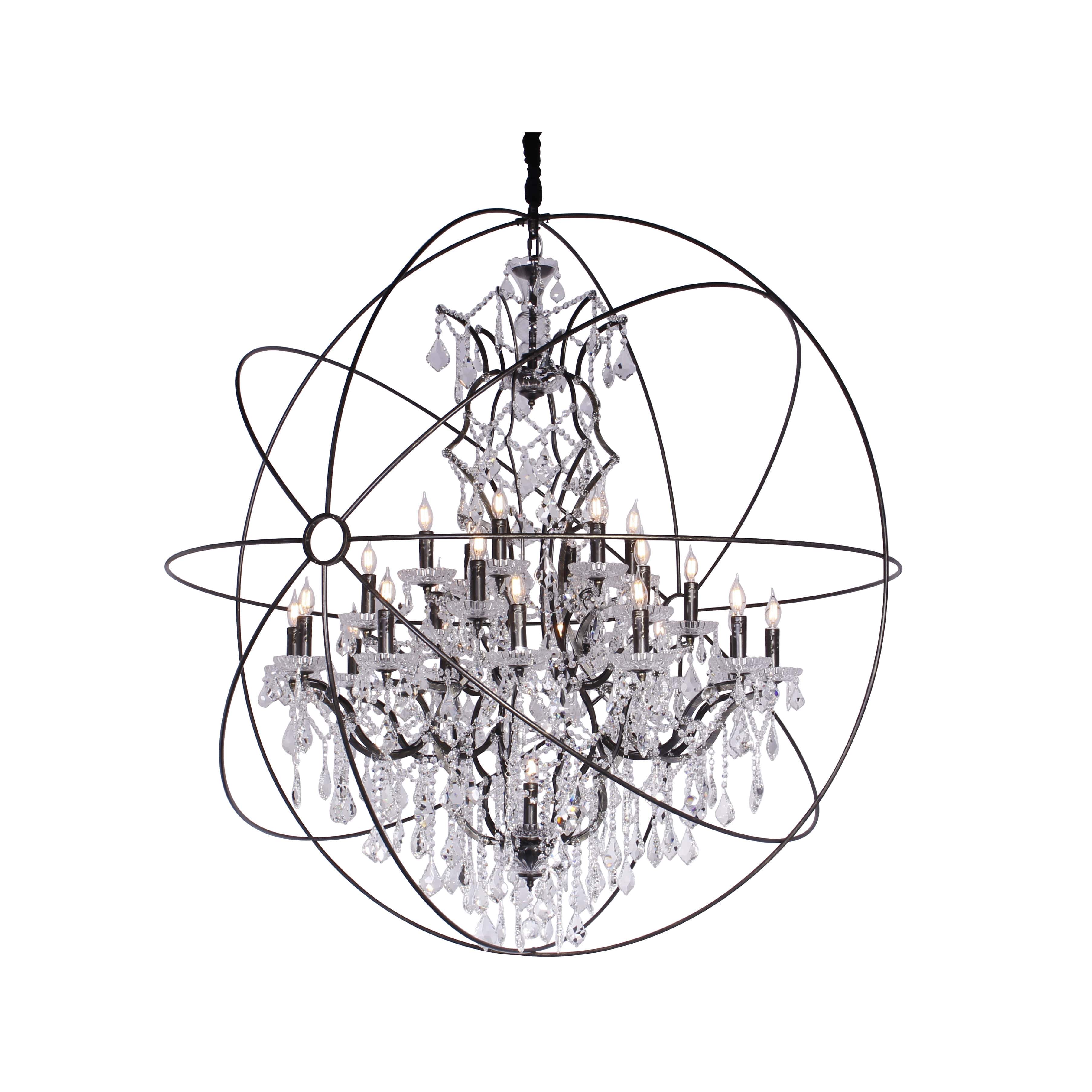 50 Light 80" MN Iron Orb Crystal Chandelier - Italian Concept - 