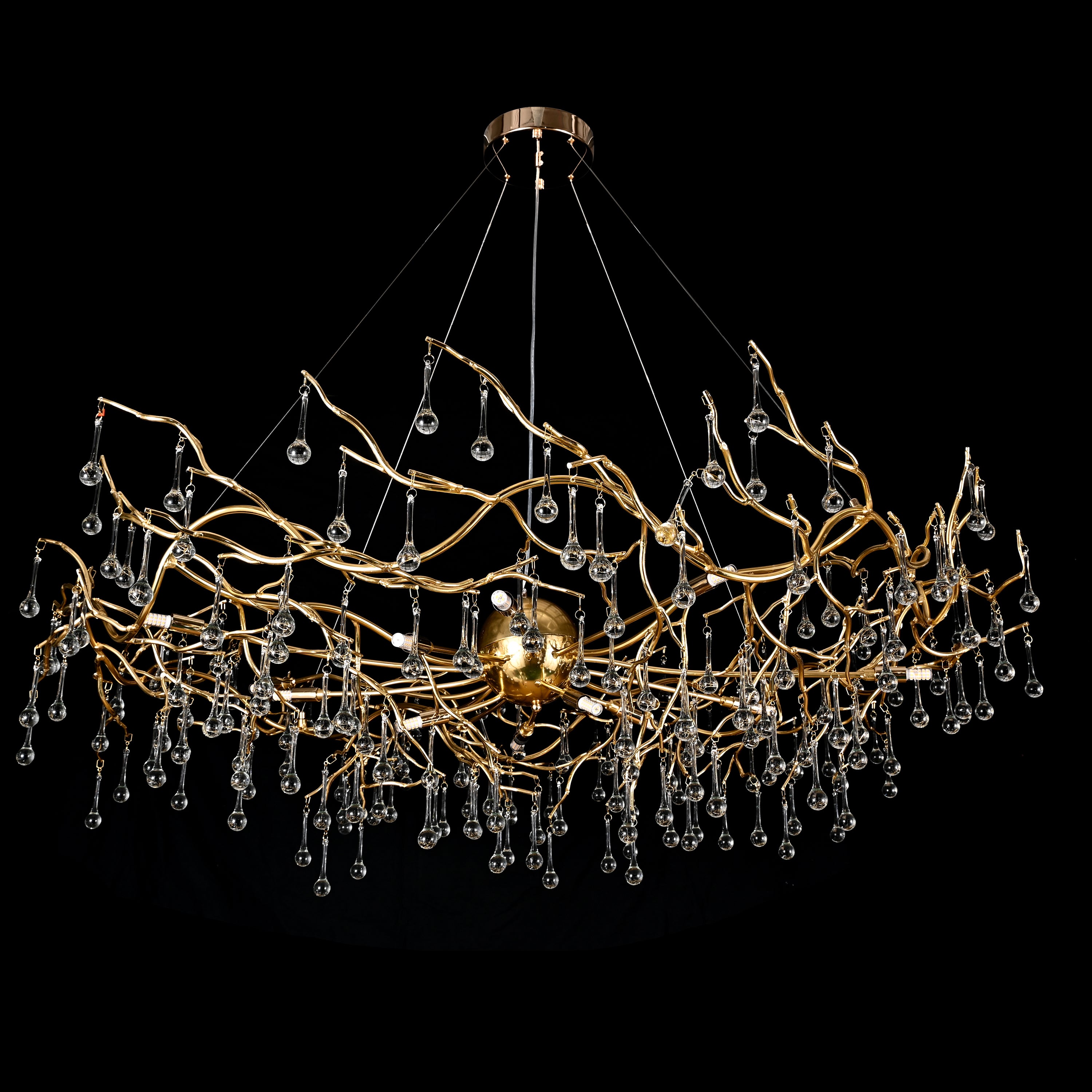 Dawn Livio Teardrop Branching Brass Round Chandelier - Italian Concept