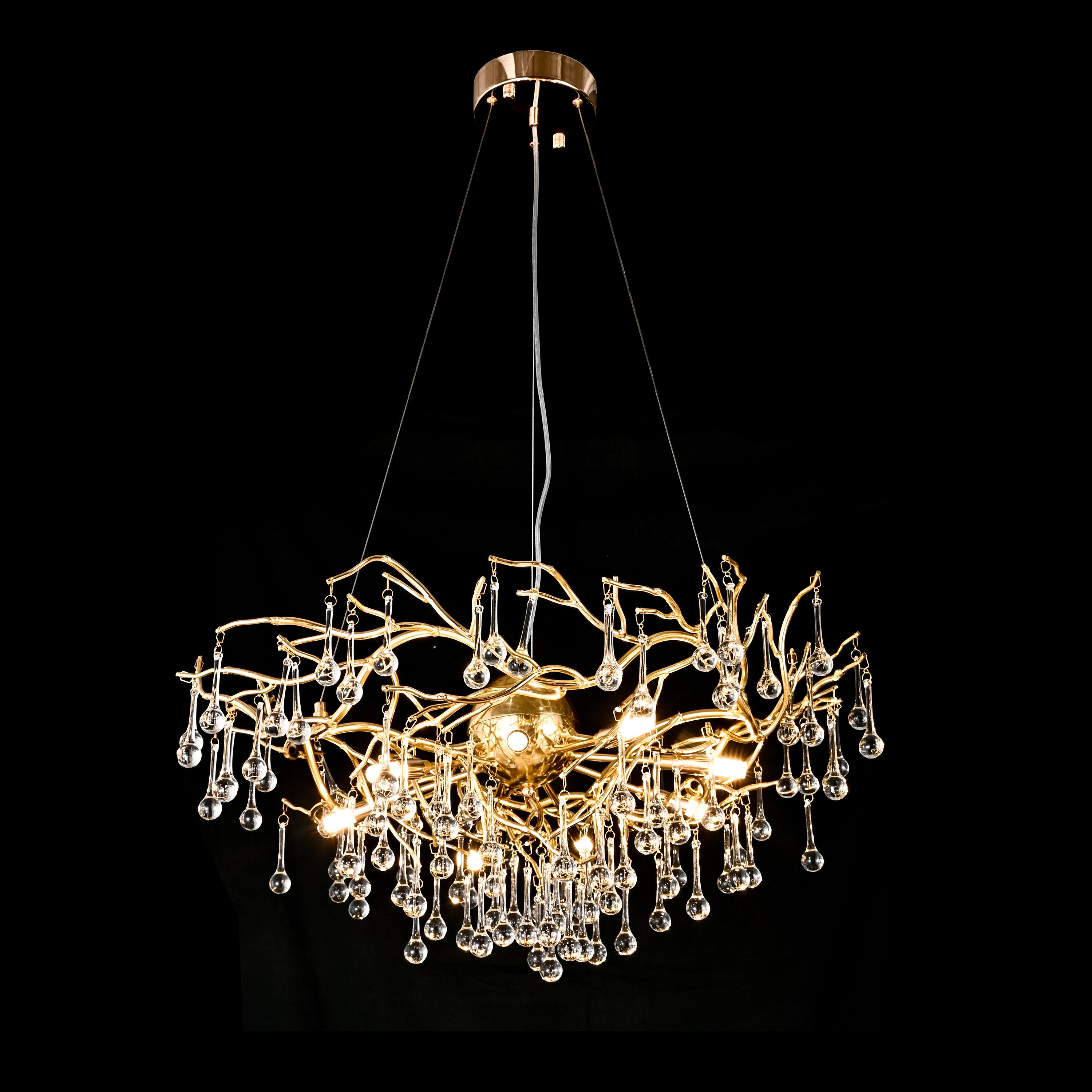 Dawn Livio Teardrop Branching Brass Round Chandelier - Italian Concept