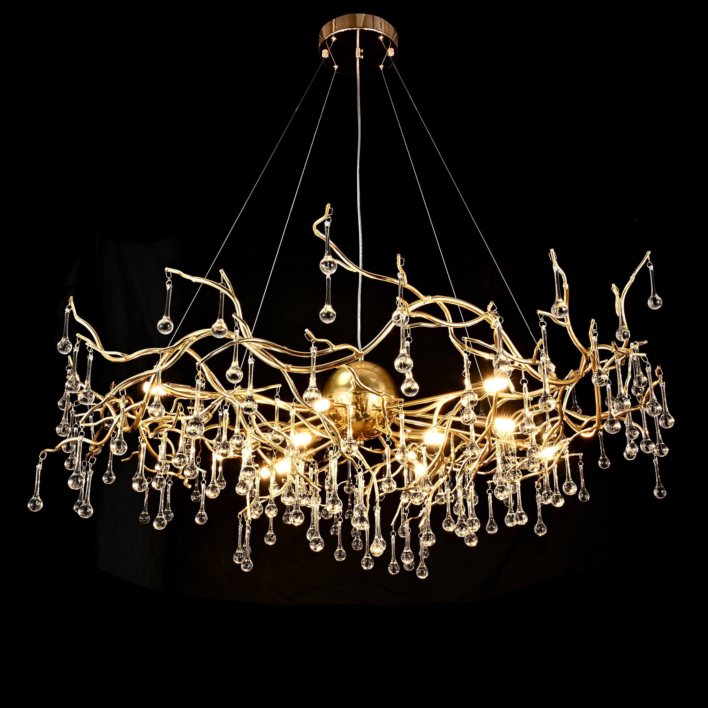 Dawn Livio Teardrop Branching Brass Round Chandelier - Italian Concept