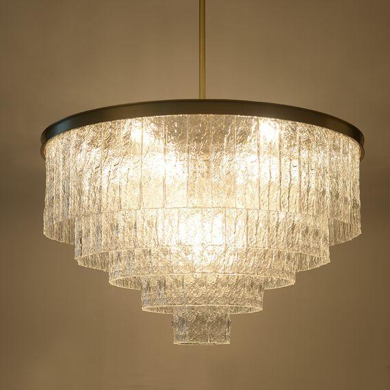 Oliver Round Tiered Glass Tile Chandelier Collection - Italian Concept -