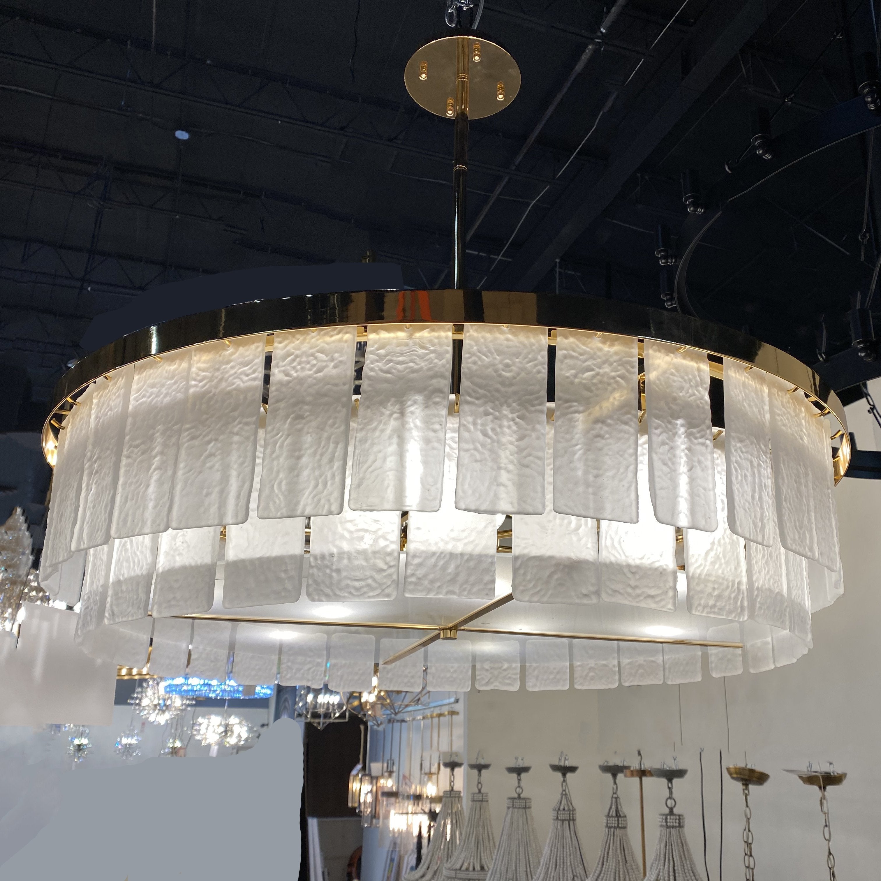 Padua Round Tiered Glass Tile Chandelier Collection - Italian Concept -
