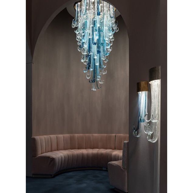 Blue Rainfall / Waterfall Murano Glass Chandelier - Italian Concept -