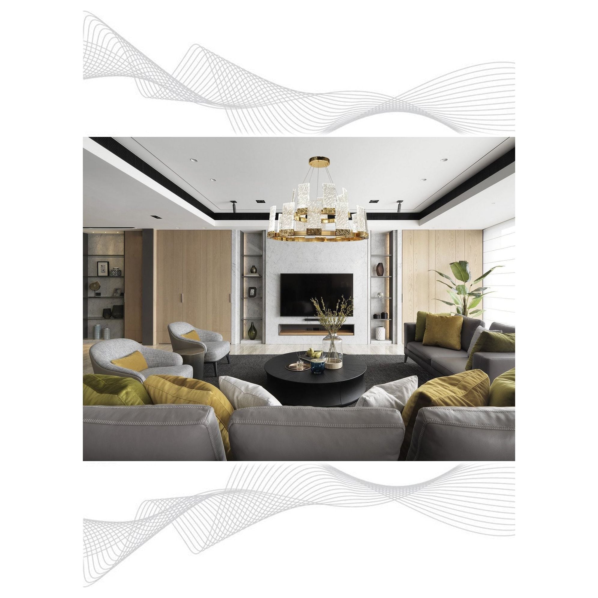 Aimee 2-Tier Round LED Luxurious Glass Chandelier - Italian Concept -