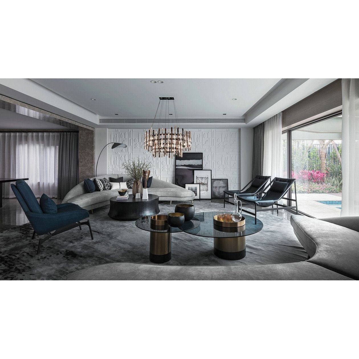 Sanjil Round Glass Chandelier - Italian Concept