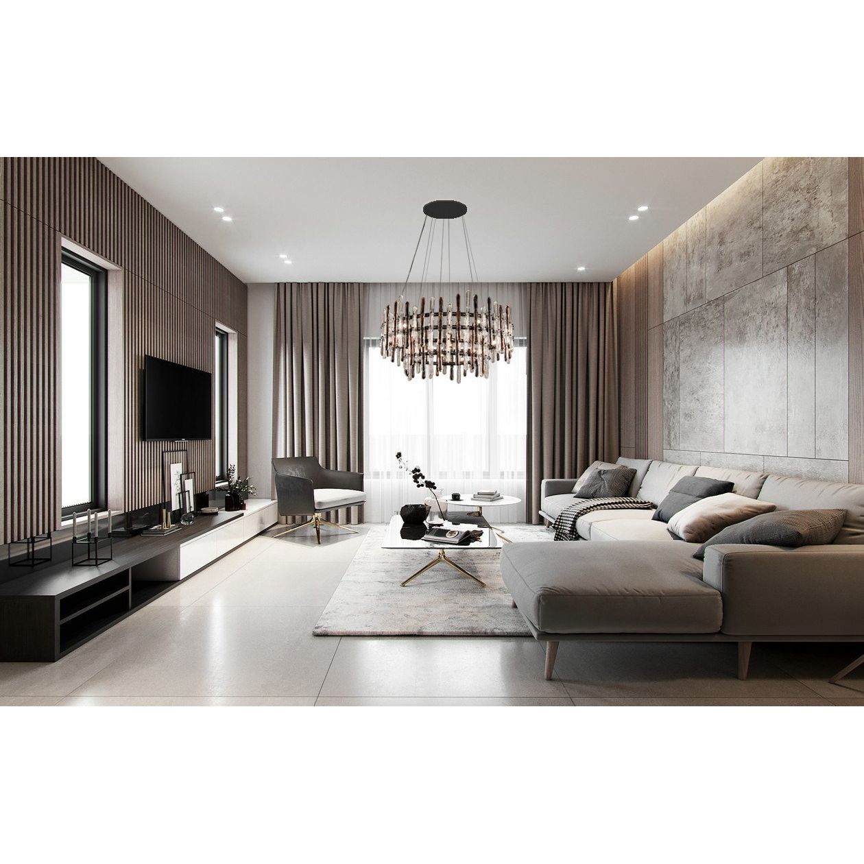 Sanjil Round Glass Chandelier - Italian Concept