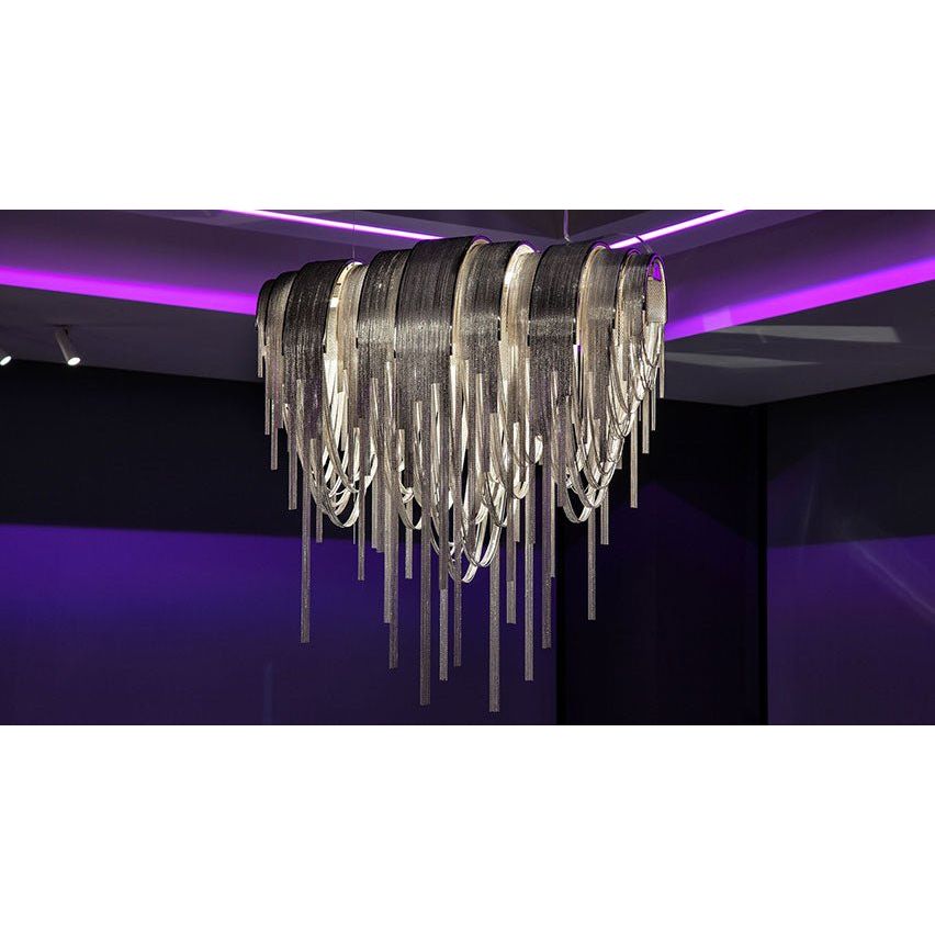 Metal Chain Link Allora Linear Chandelier - Italian Concept