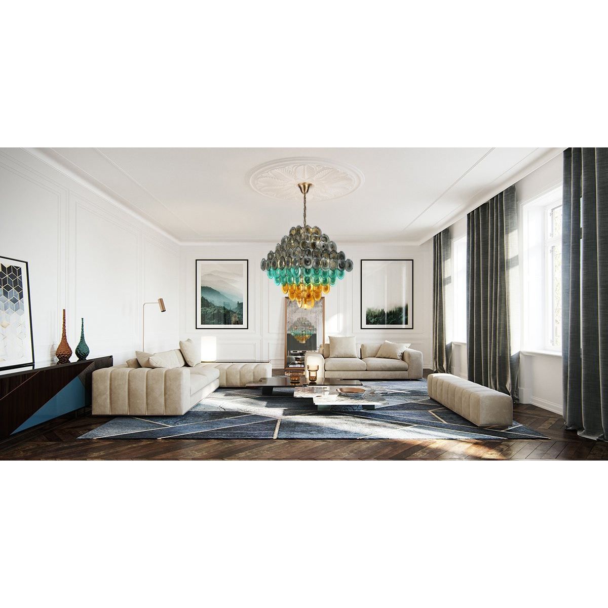 Bettina Murano Round Glass Chandelier - Italian Concept -