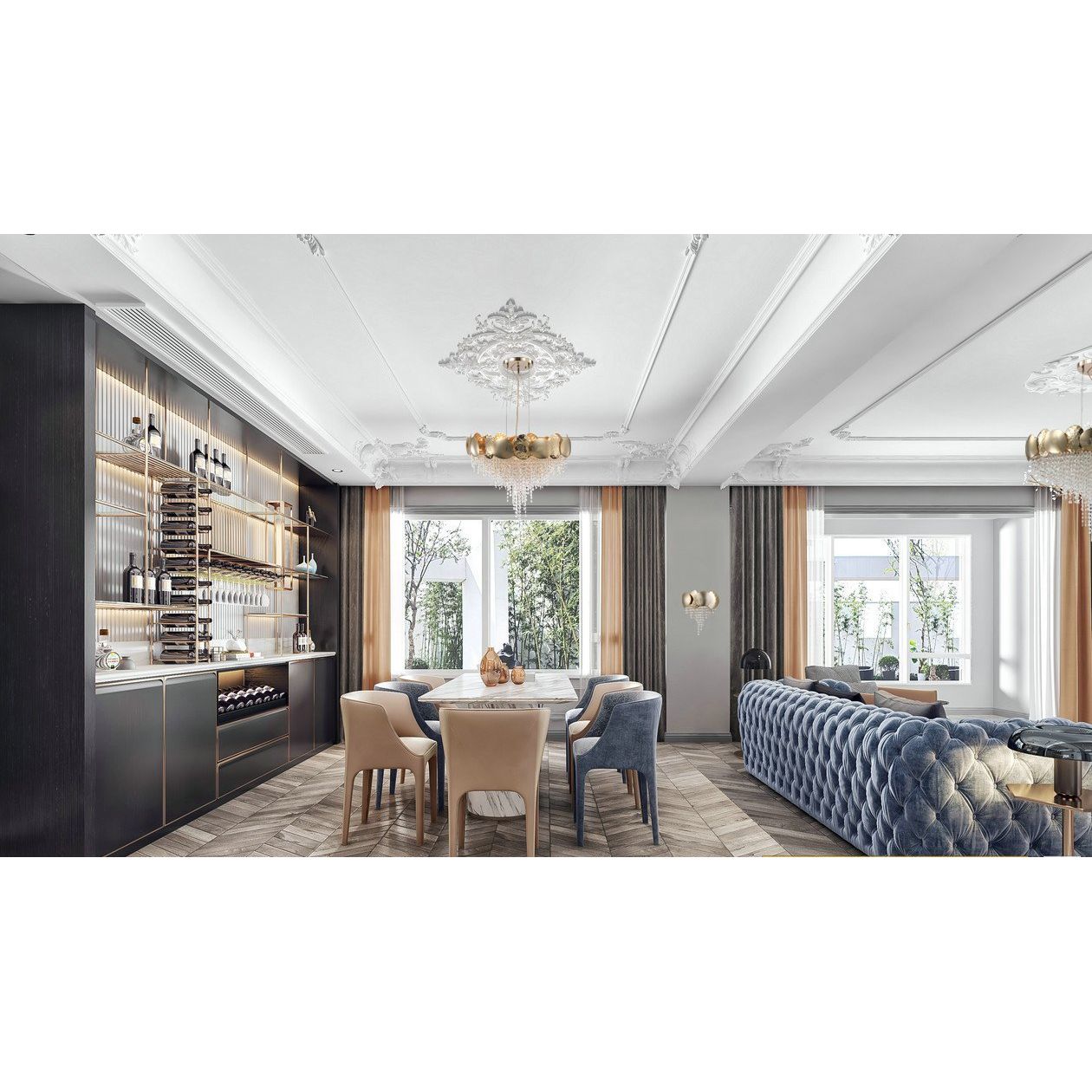 Amadeo Oval Brass Crystal Chandelier - Italian Concept -