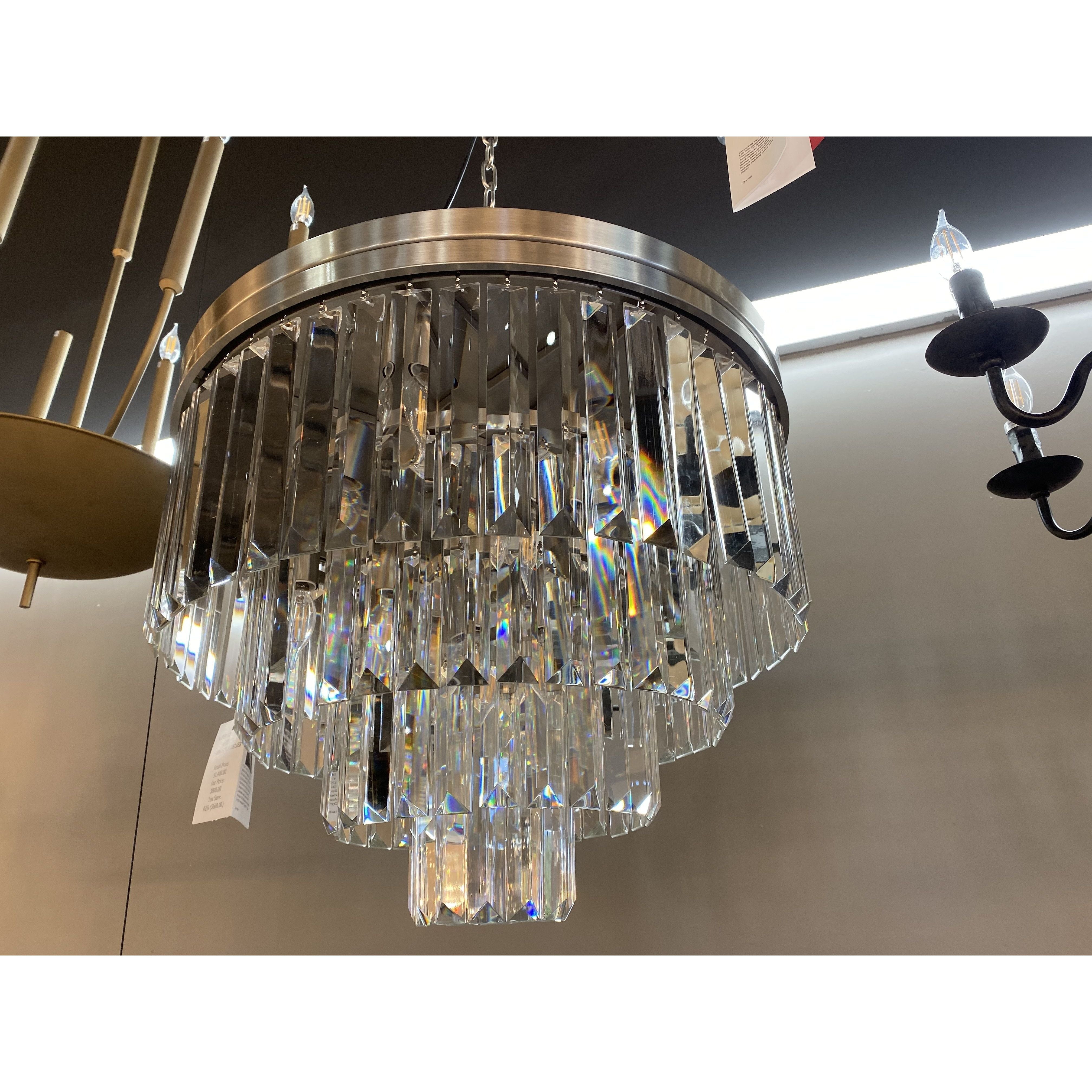 54" Wide Odeon Round Crystal Fringe Chandelier - Italian Concept -