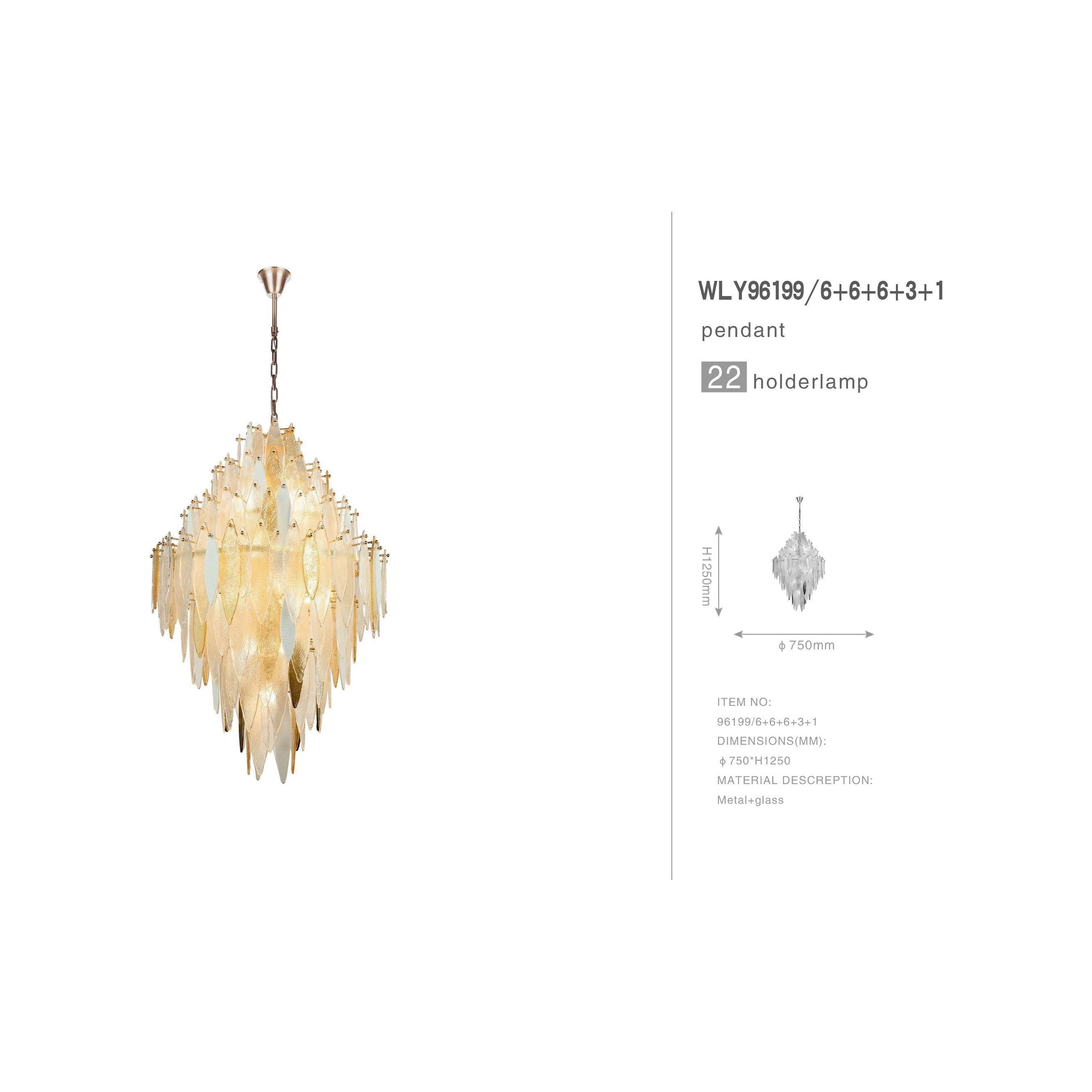 Alba Empire Tiered Oval Glass Chandelier - Italian Concept -