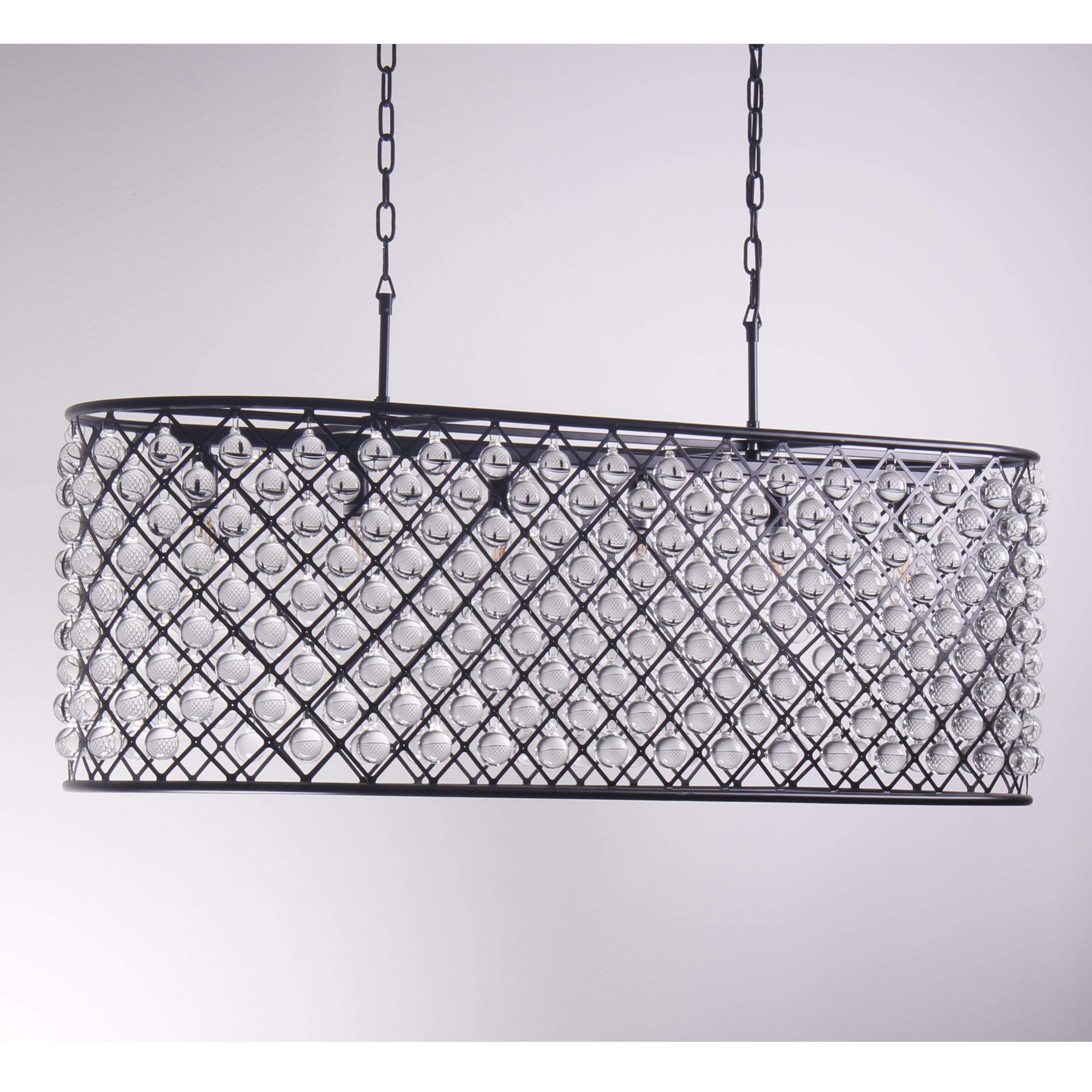 Teardrop Grid Rectangular 10-Light Crystal Chandelier - Italian Concept