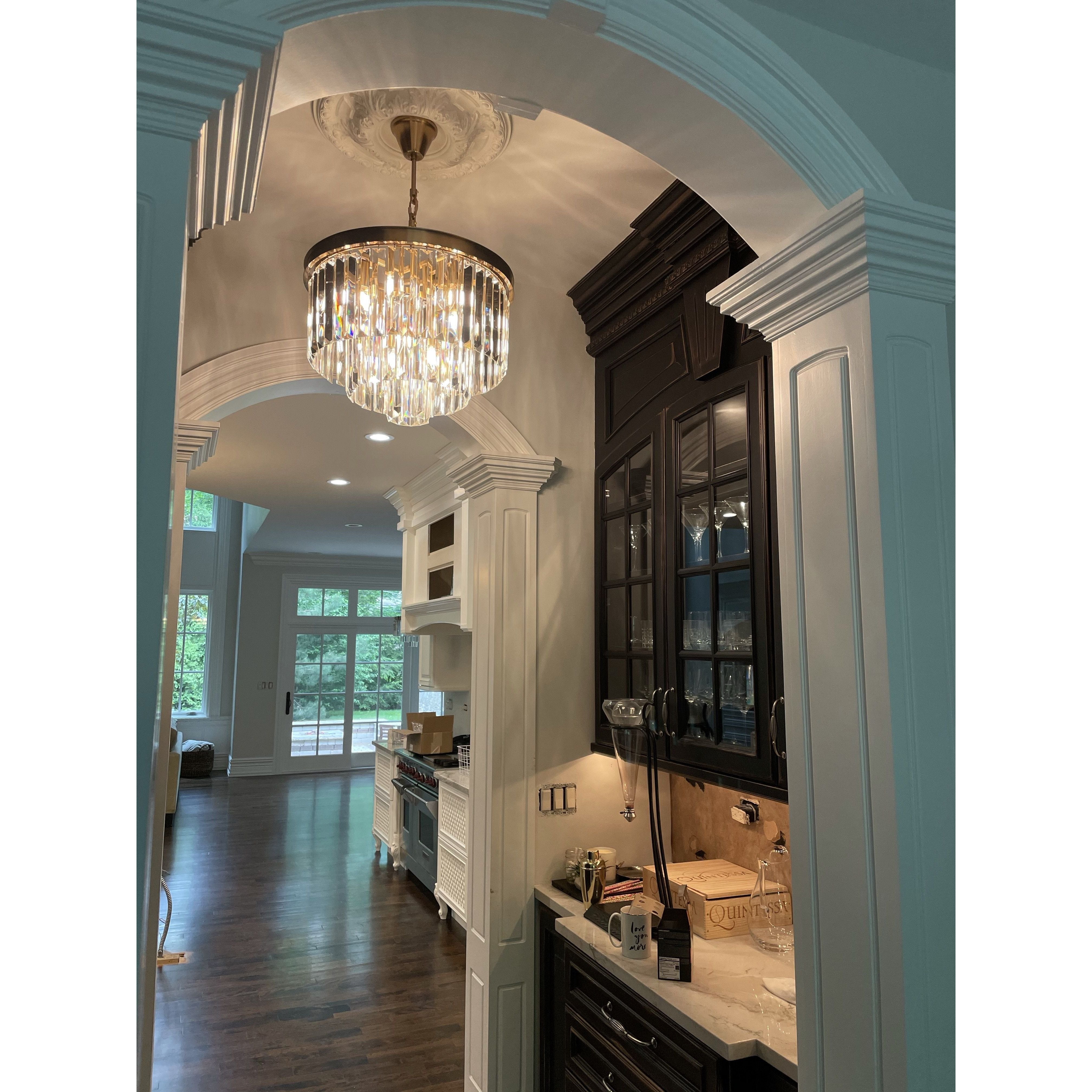 54" Wide Odeon Round Crystal Fringe Chandelier - Italian Concept -